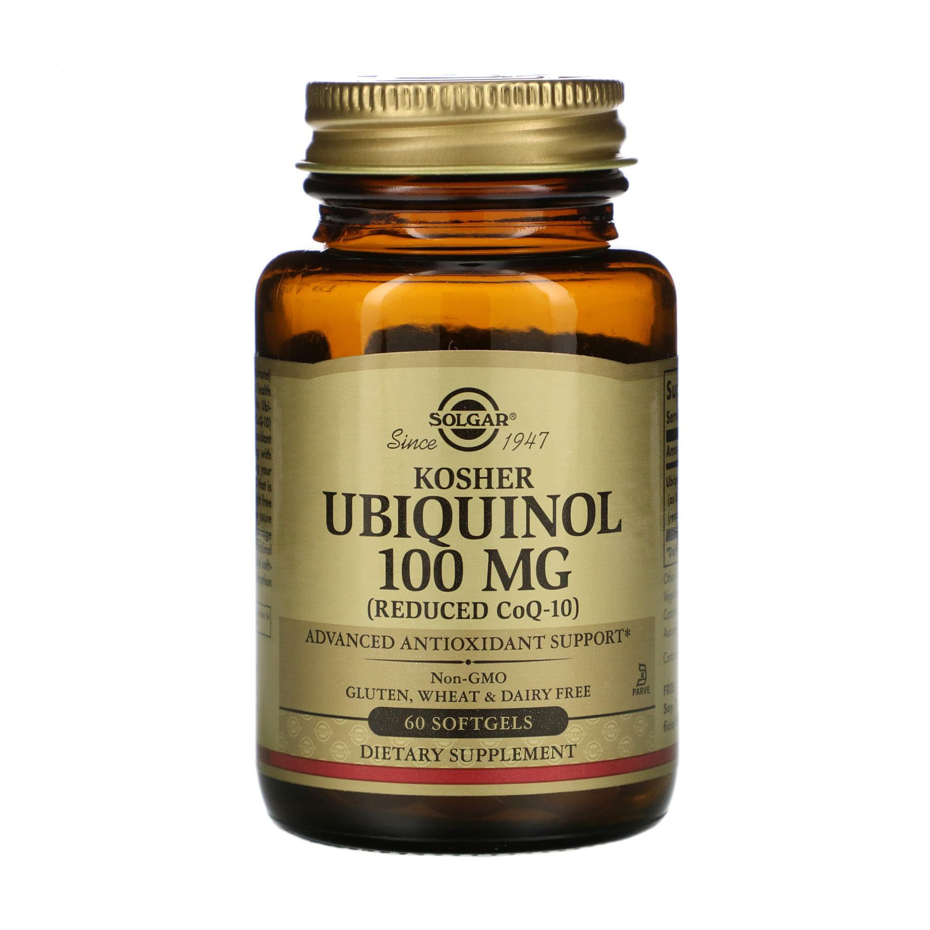 Убіхінол кошерний зі зниженим вмістом коензиму Q10 Solgar Kosher Ubiquinol, 100 мг, 60 гелевих капсул
Убіхінол кошерний зі зниженим вмістом коензиму Q10 Solgar Kosher Ubiquinol, 100 мг, 60 гелевих капсул