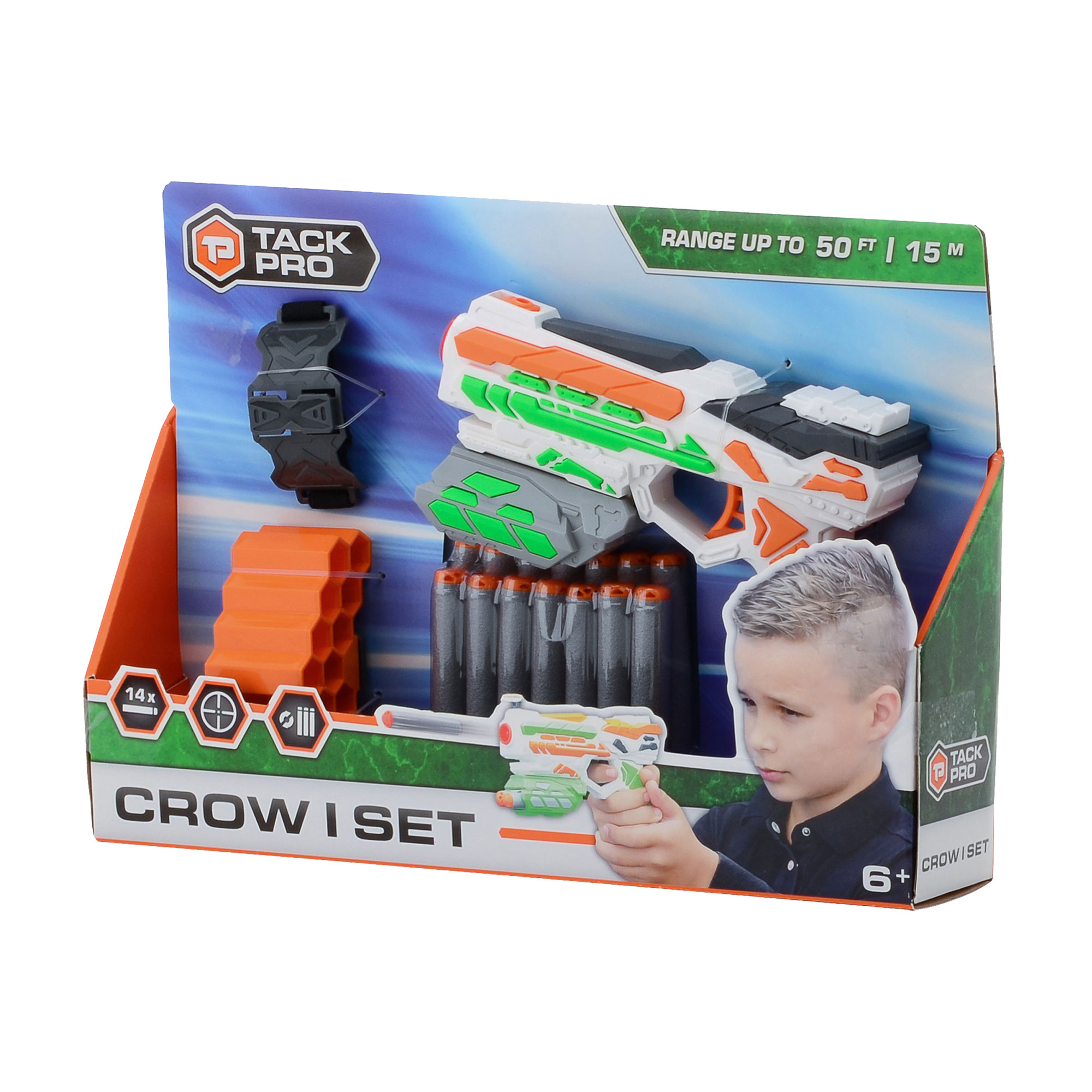 Дитячий ігровий набір Tack Pro Crow I Set (дартбластер, 1 шт + патрони, 14 шт + браслет, 1 шт), від 6 років, 29.5*6*20 см (6337453)
Дитячий ігровий набір Tack Pro Crow I Set (дартбластер, 1 шт + патрони, 14 шт + браслет, 1 шт), від 6 років, 29.5*6*20 см (6337453)
