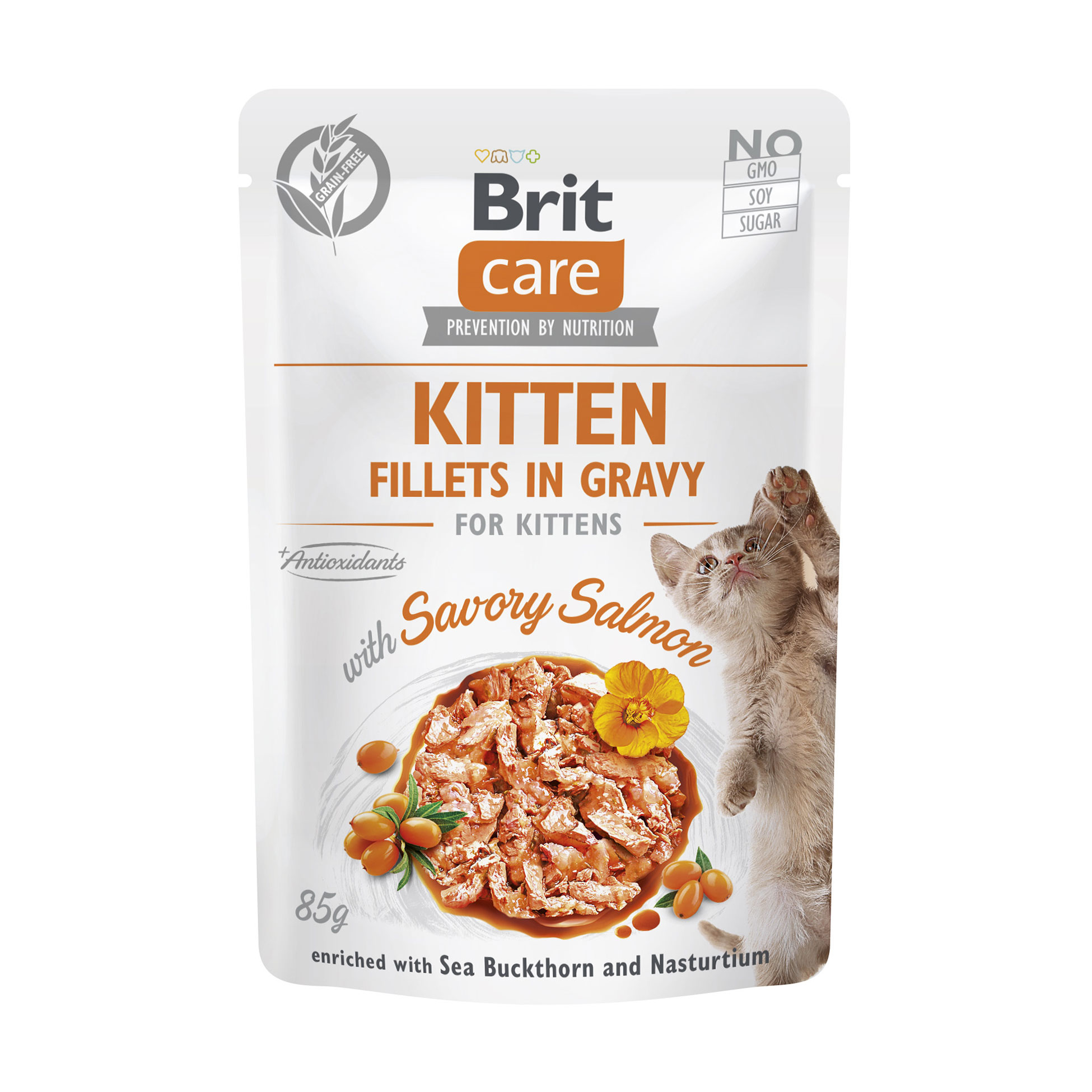 Вологий корм для кошенят Brit Care Kitten Fillets In Gravy With Savory Salmon з філе лосося у соусі, 85 г
Вологий корм для кошенят Brit Care Kitten Fillets In Gravy With Savory Salmon з філе лосося у соусі, 85 г