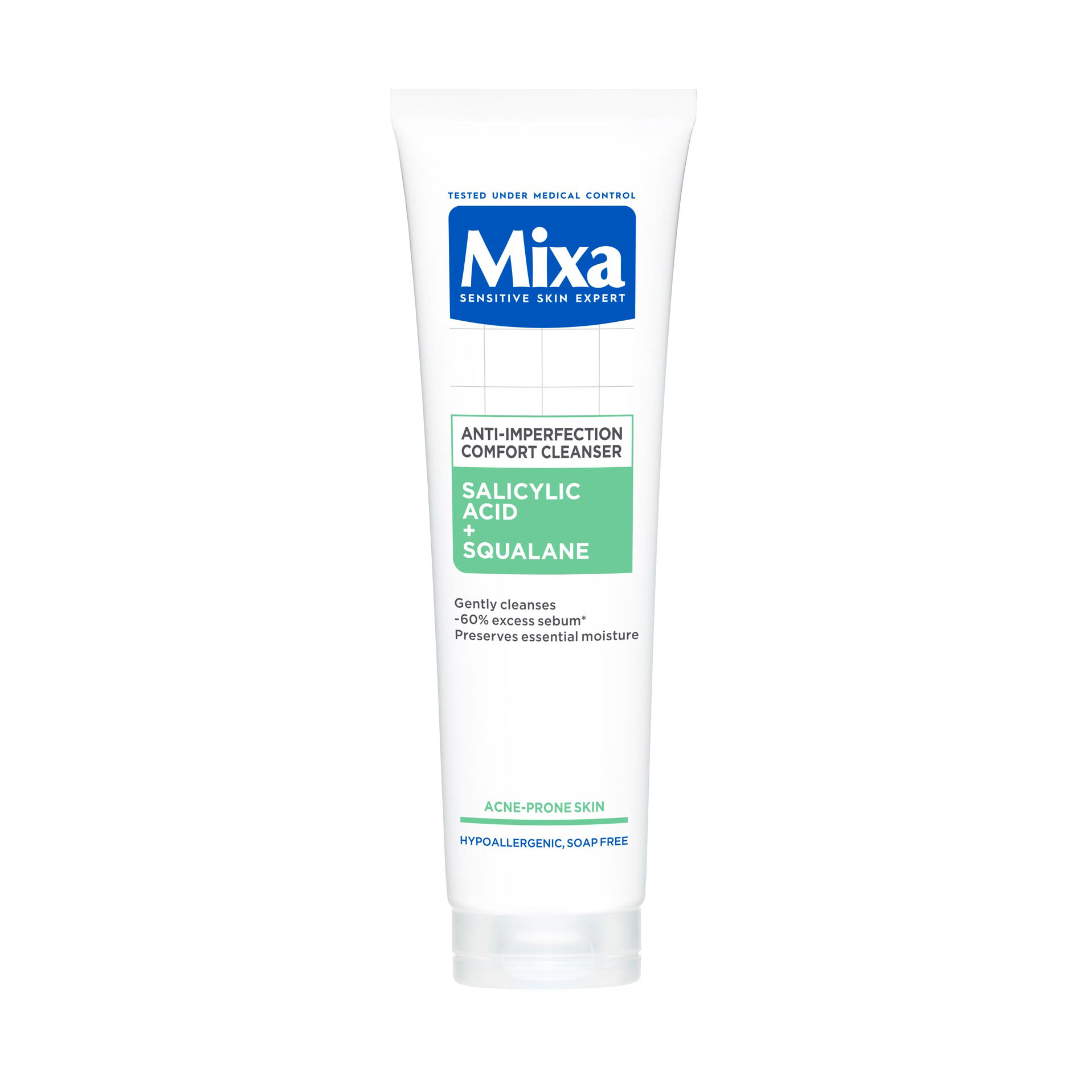 Очищувальний гель Mixa Anti-Imperfection Comfort Cleanser проти недоліків шкіри обличчя, з саліциловою кислотою та скваланом, 150 мл
Очищувальний гель Mixa Anti-Imperfection Comfort Cleanser проти недоліків шкіри обличчя, з саліциловою кислотою та скваланом, 150 мл