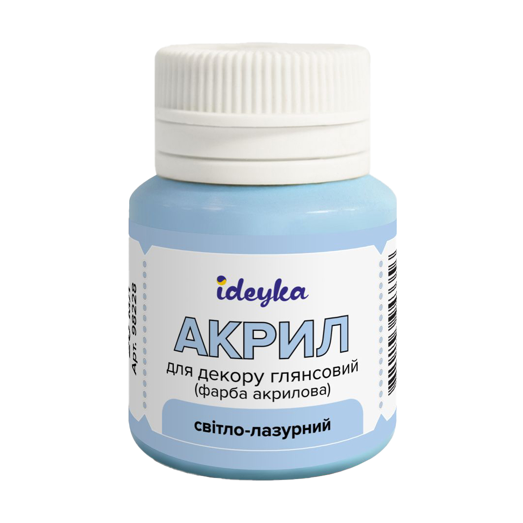 Акрил для декору глянсовий Ideyka Світло-лазурний, 20 мл
Акрил для декору глянсовий Ideyka Світло-лазурний, 20 мл