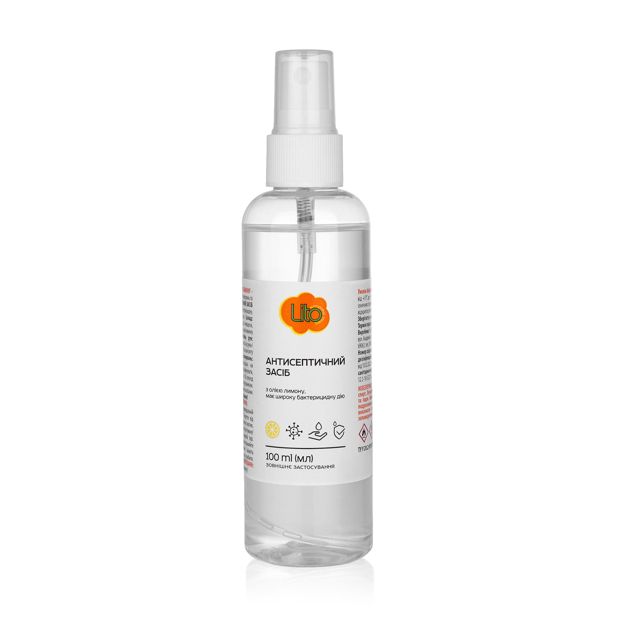 Антисептичний засіб для рук Lito, 100 мл
Антисептичний засіб для рук Lito, 100 мл