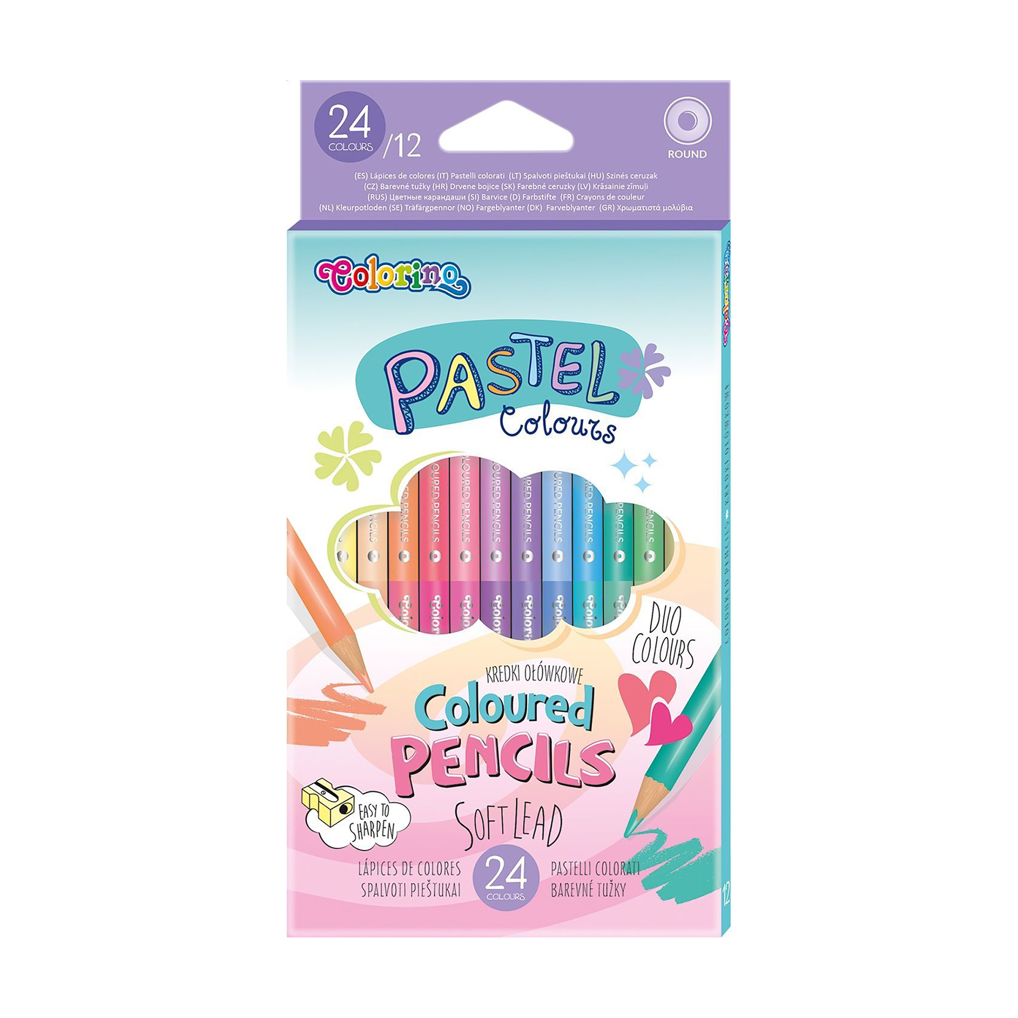 Набір круглих двосторонніх кольорових олівців Colorino Kids Pastel, 24 кольори, від 3 років, 12 шт (87737PTR)
Набір круглих двосторонніх кольорових олівців Colorino Kids Pastel, 24 кольори, від 3 років, 12 шт (87737PTR)