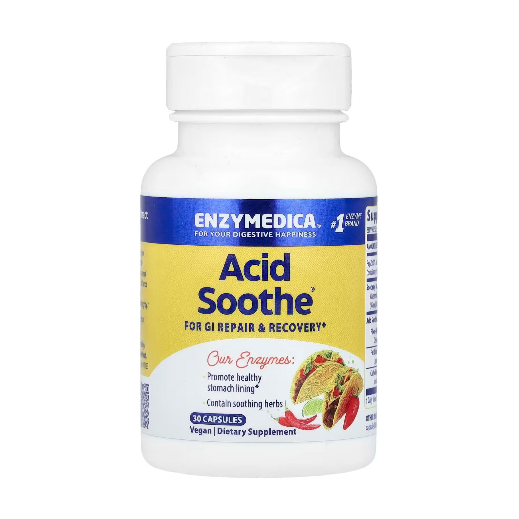 Травні ферменти від печії Enzymedica Acid Soothe, 30 капсул
Травні ферменти від печії Enzymedica Acid Soothe, 30 капсул