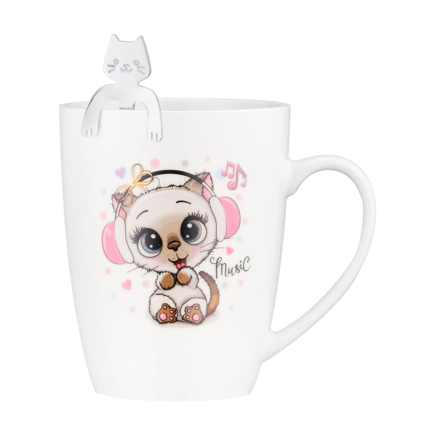 Чашка з ложкою Ardesto Music порцеляна, біла, 320 мл (AR3041BS)
Чашка з ложкою Ardesto Music порцеляна, біла, 320 мл (AR3041BS)