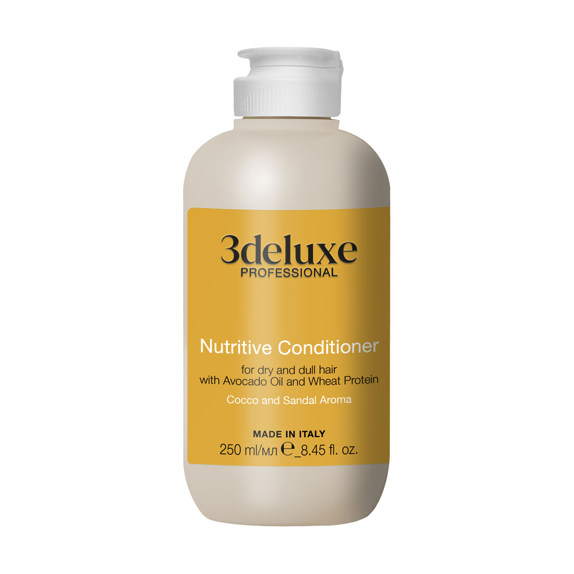 Живильний кондиціонер 3DeLuXe Nutritive Conditioner для сухого та тьмяного волосся, з олією авокадо та протеїнами пшениці, 250 мл
Живильний кондиціонер 3DeLuXe Nutritive Conditioner для сухого та тьмяного волосся, з олією авокадо та протеїнами пшениці, 250 мл