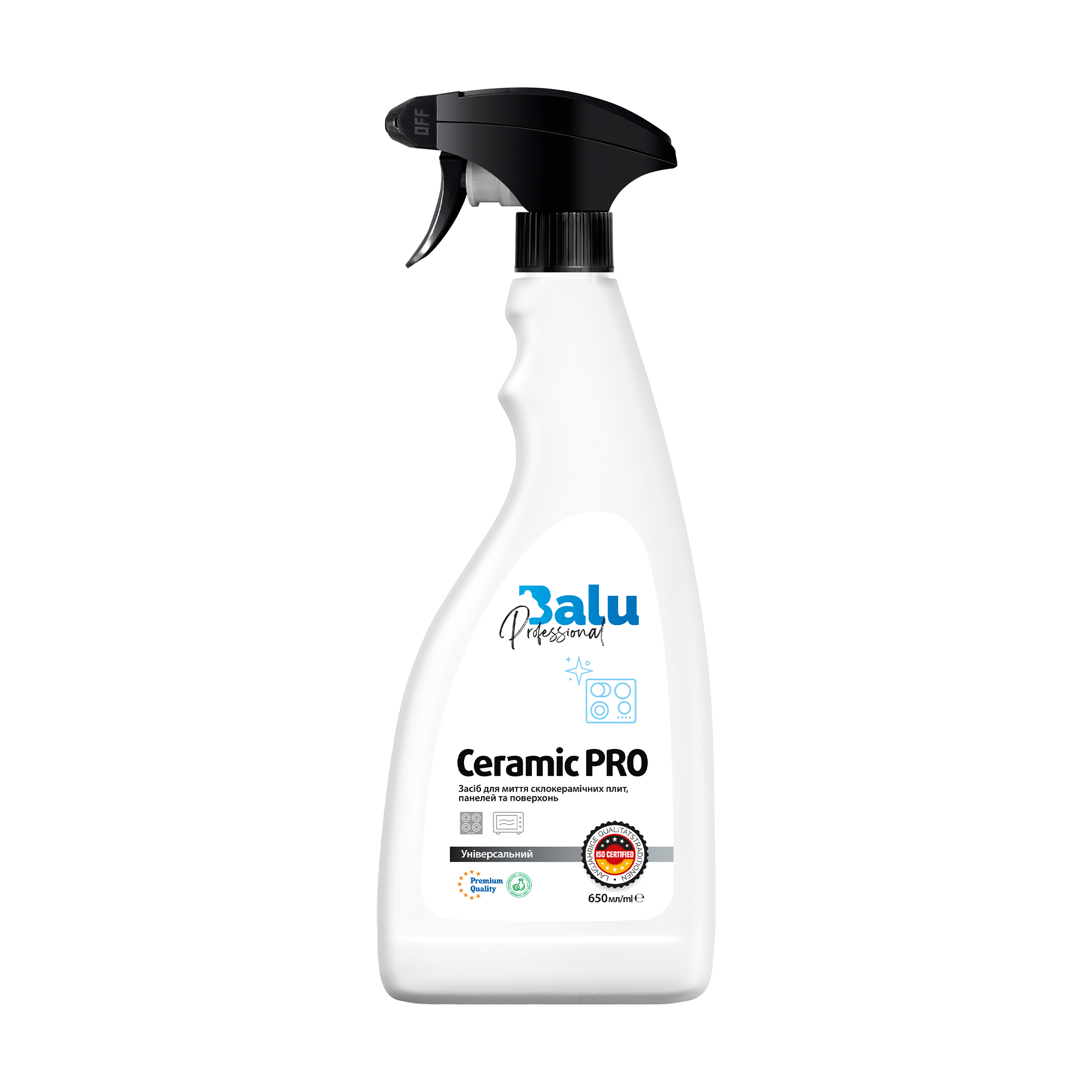 Засіб для миття склокерамічних плит, панелей та поверхонь BALU Professional Ceramic Pro, 650 мл
Засіб для миття склокерамічних плит, панелей та поверхонь BALU Professional Ceramic Pro, 650 мл
