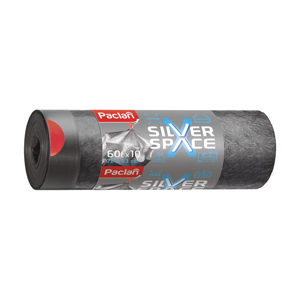 Пакети для сміття Paclan Silver Space, 60 л, 10 шт
Пакети для сміття Paclan Silver Space, 60 л, 10 шт