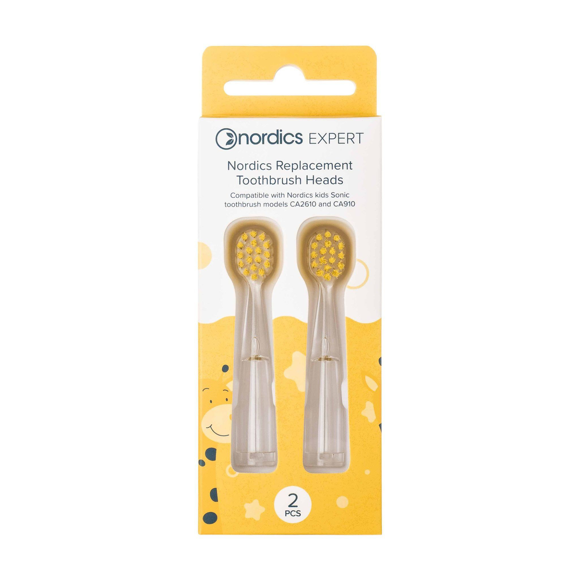 Змінні головки для дитячих електричних зубних щіток Nordics Expert Kids жовті, 2 шт 
Змінні головки для дитячих електричних зубних щіток Nordics Expert Kids жовті, 2 шт
