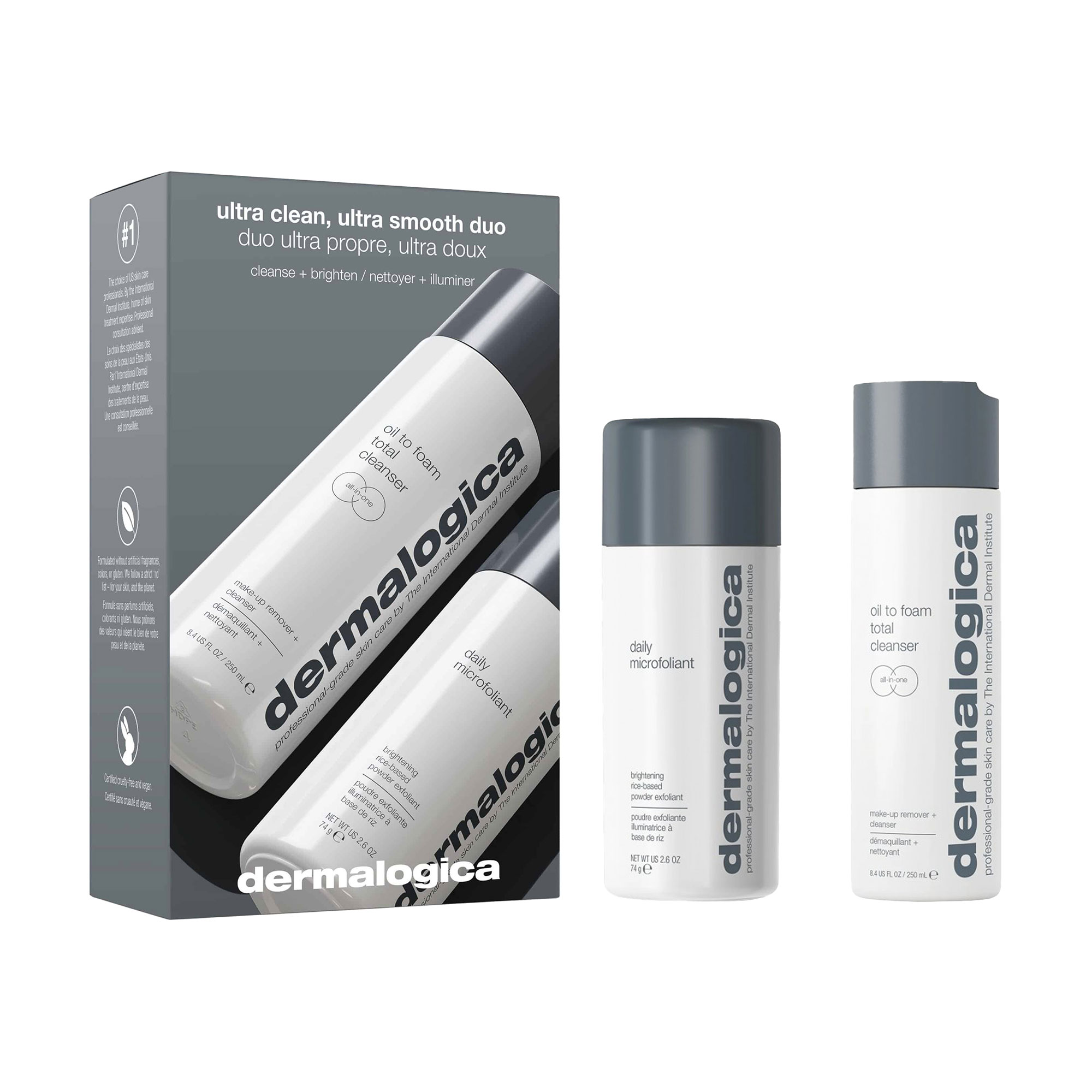

Уцінка! Набір для обличчя Dermalogica Ultra Clean Ultra Smooth Duo (ексфоліант, 74 г + очищувальний засіб, 250 мл)