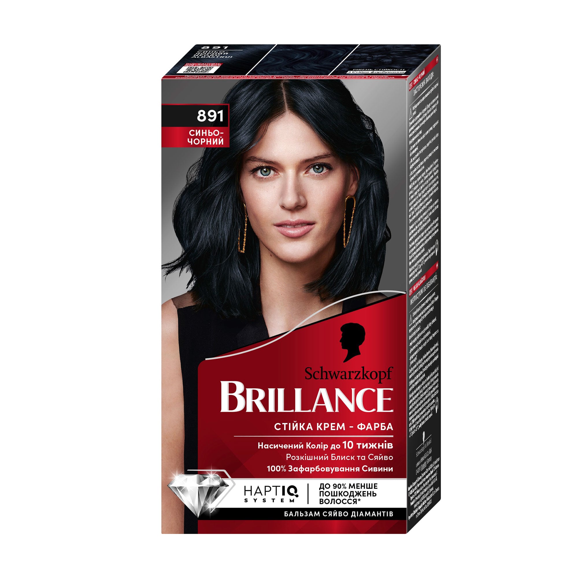 

Інтенсивна крем-фарба для волосся Brillance 891 Синьо-чорний, 160 мл