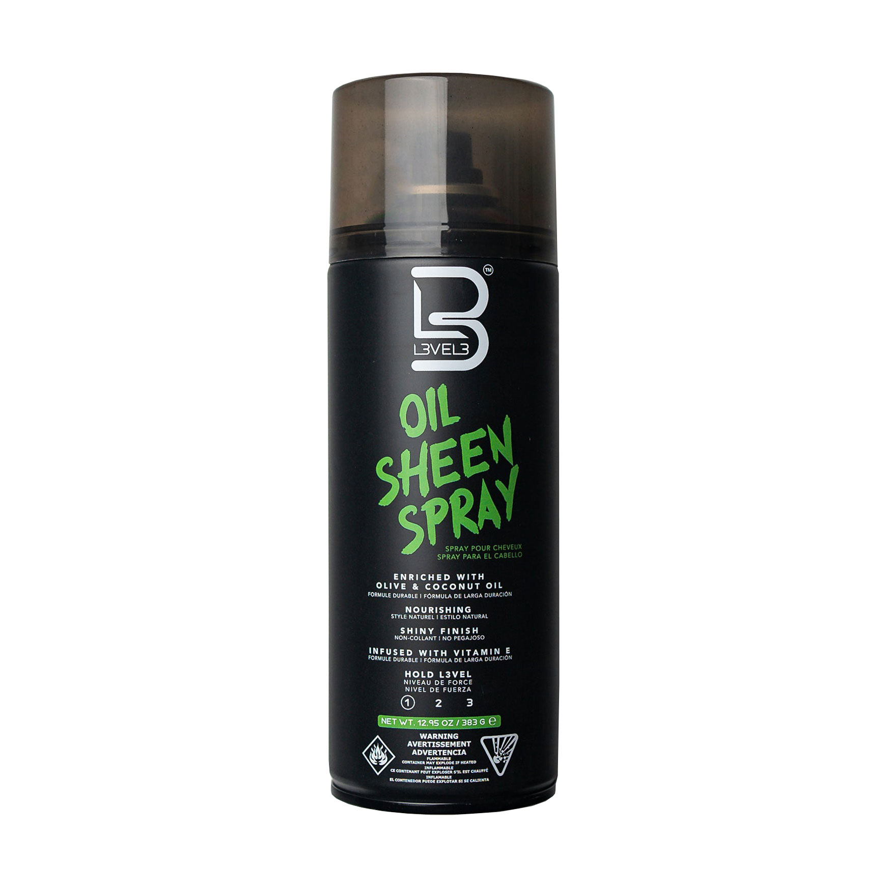 Уцінка! Спрей для волосся Level3 Oil Sheen Spray з оливковою та кокосовою олією, легкої фіксації, 383 г
