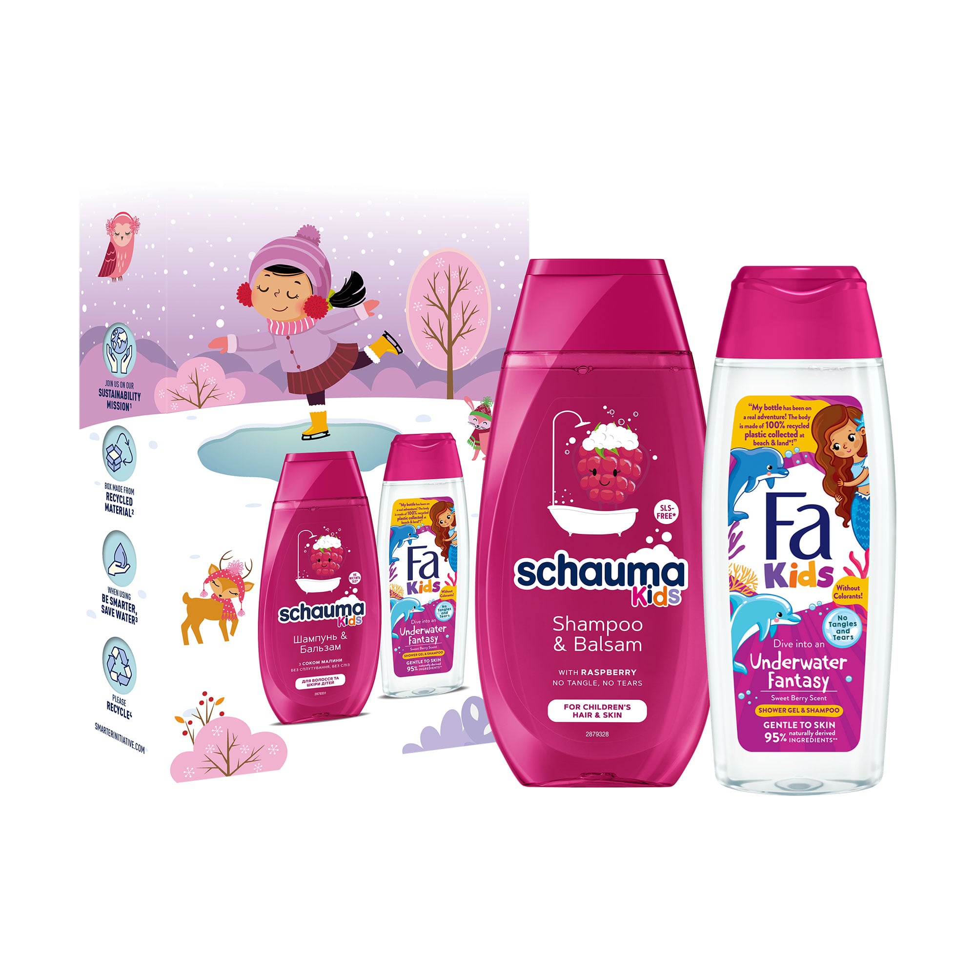 

Набір для дівчаток Schauma & Fa Kids Girl for Childrens Hair & Skin (шампунь-бальзам, 250 мл + гель для душу-шампунь, 250 мл)
