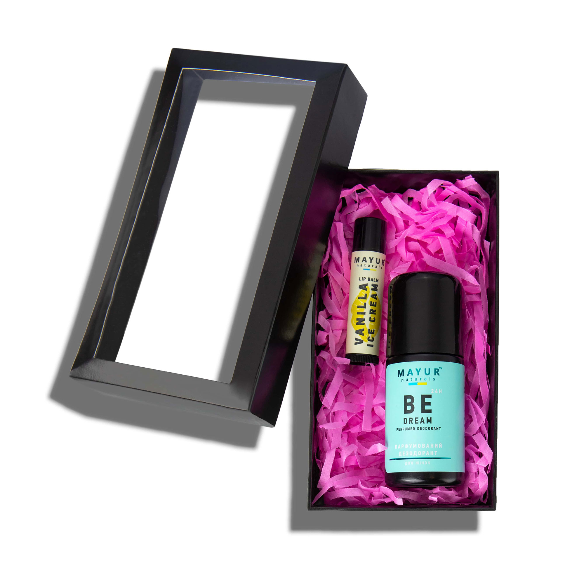 

Подарунковий набір для тіла та губ Mayur Ванільна мрія (бальзам для губ Ваніль, 5 г + дезодорант Be Dream, 50 мл)