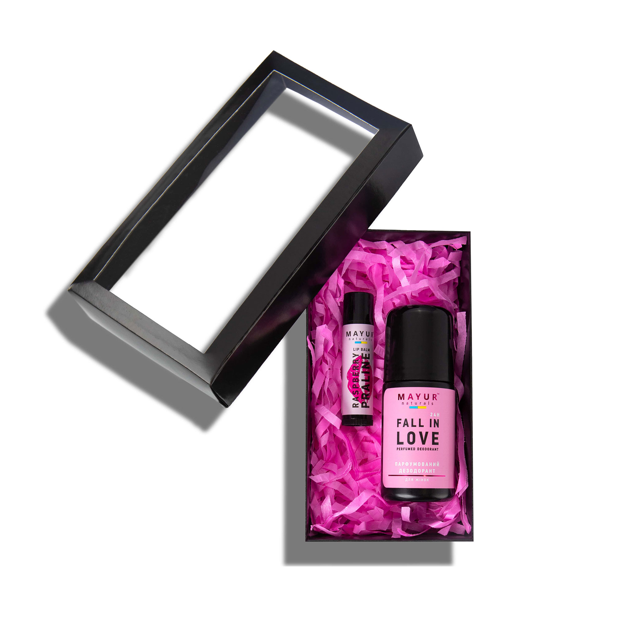 

Подарунковий набір для тіла та губ Mayur Кохання та малина (бальзам для губ Малина, 5 г + дезодорант Fall In Love, 50 мл)