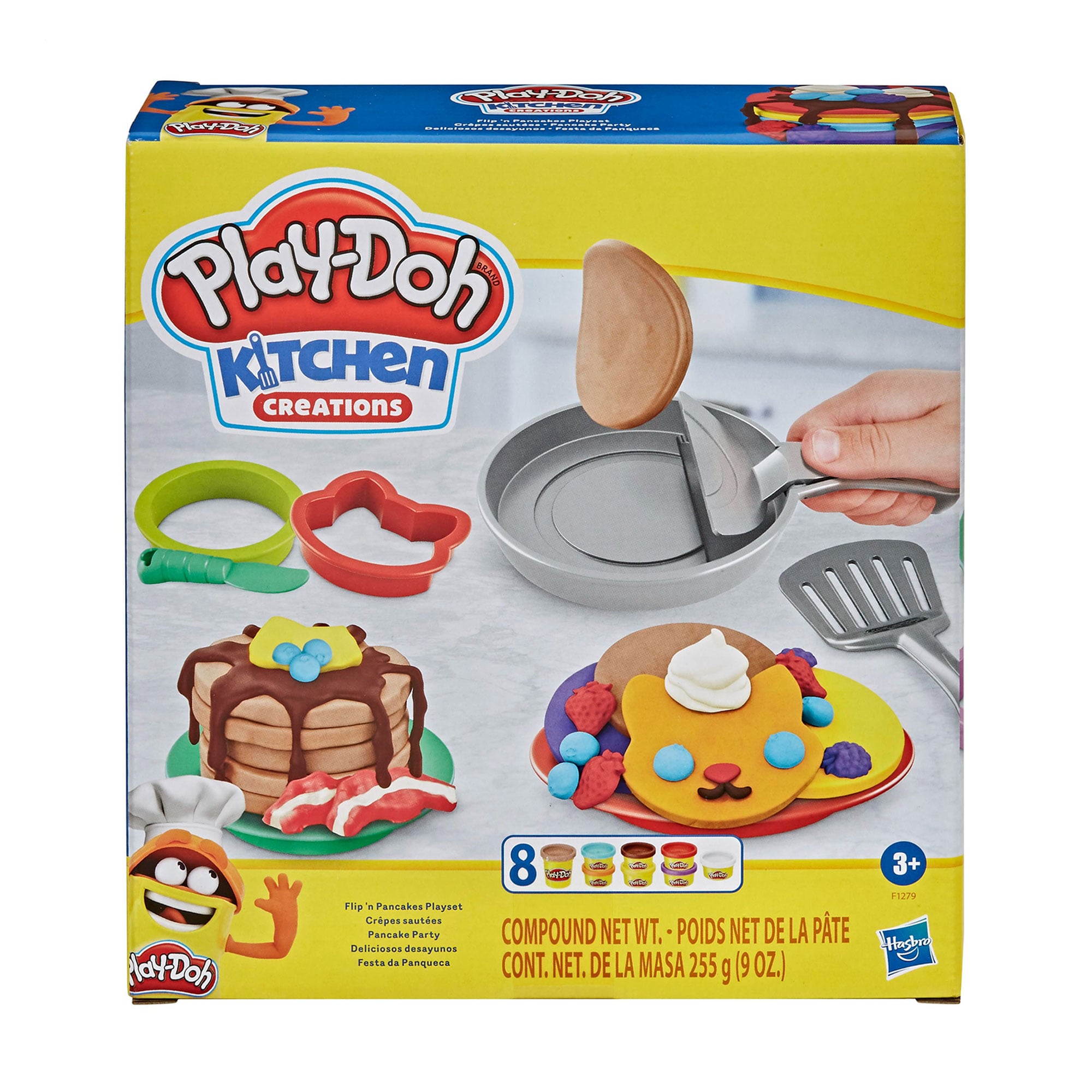 

Набір для ліплення Play-Doh Kitchen Creations Оладки, 7*20*22 см, від 3 років, 8 баночок (F1279)