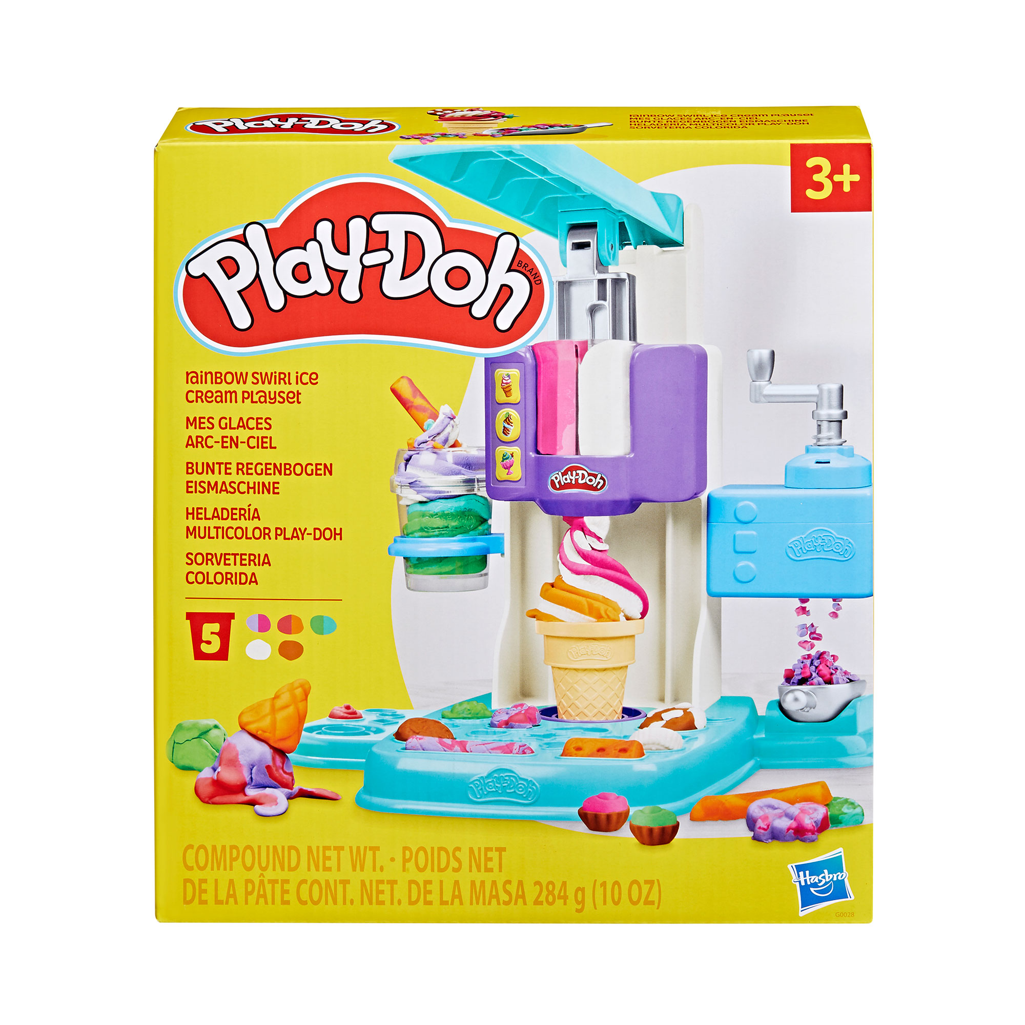 

Набір для ліплення Play-Doh Райдужне морозиво, 7*25*29 см, від 3 років, 5 баночок (G0028)
