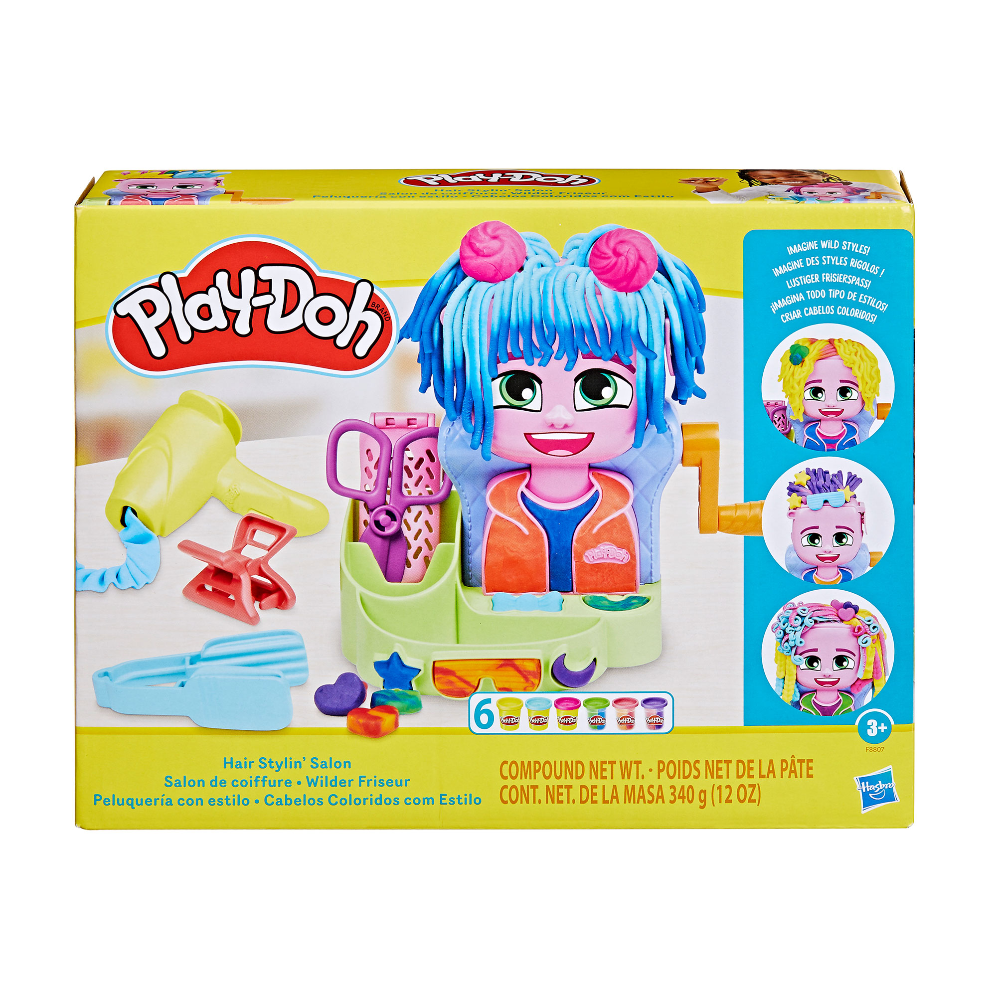 Набір для ліплення Play-Doh Салон зачісок, 8*28*22 см, від 3 років, 6 баночок (F8807)