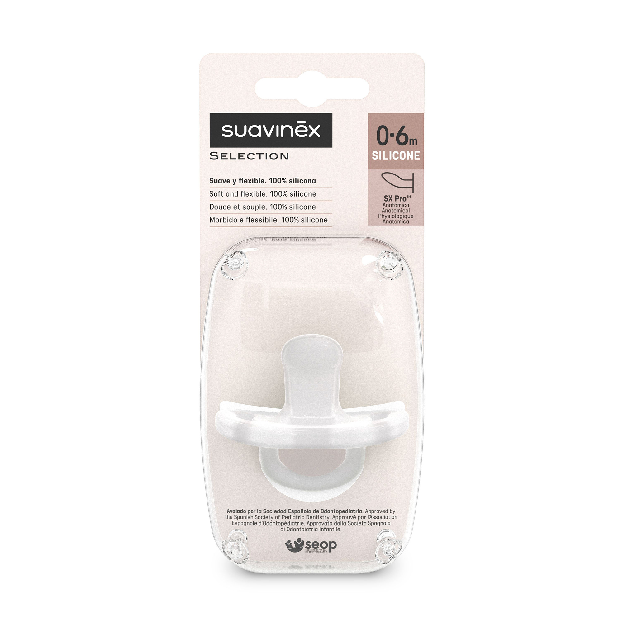 

Пустушка анатомічна силіконова Suavinex Colour Essence прозора, від народження до 6 місяців, 1 шт (308087)