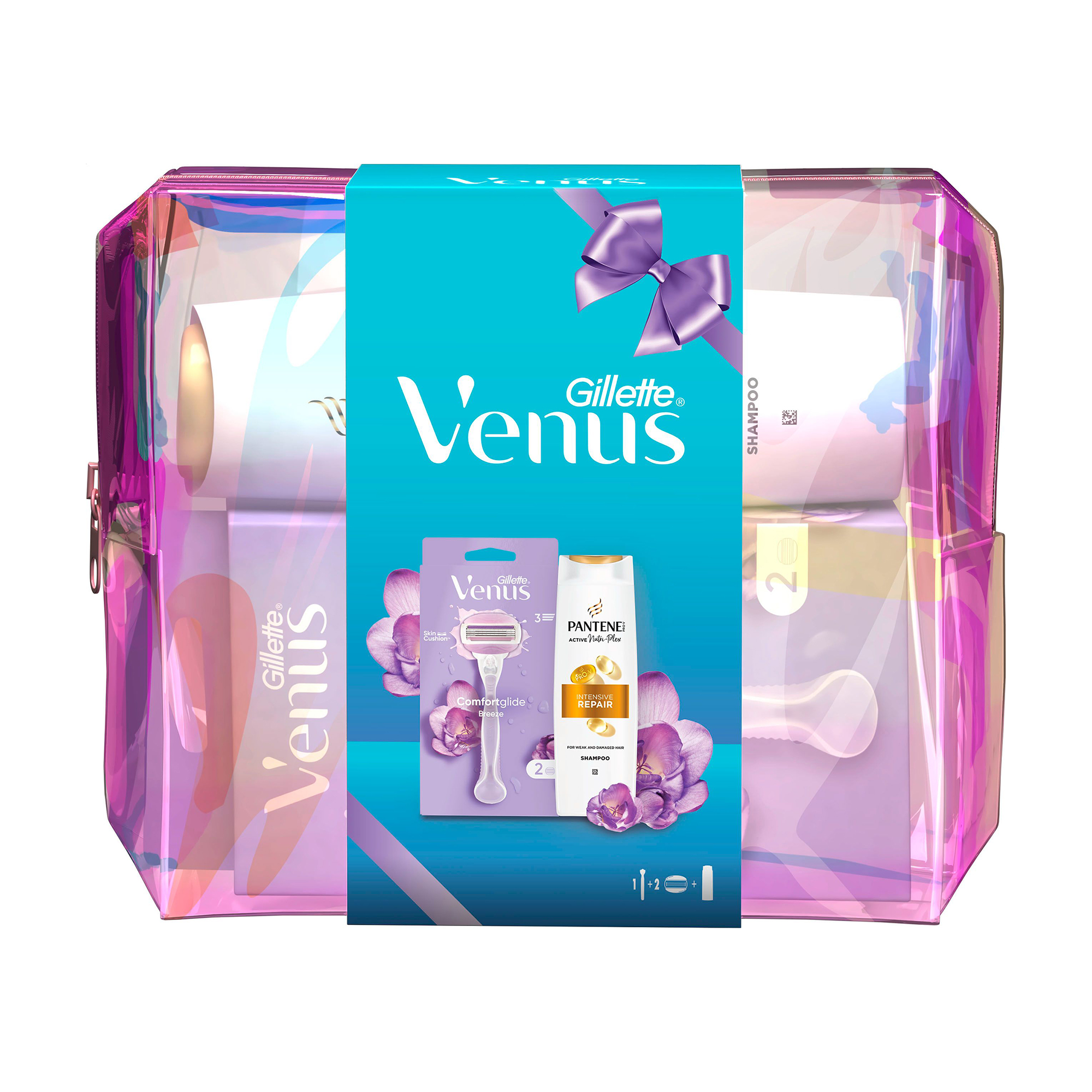 

Уцінка! Подарунковий набір жіночий Gillette Venus (станок + змінні картриджі, 2 шт + шампунь для волосся Pantene Pro-V, 250 мл + косметичка)