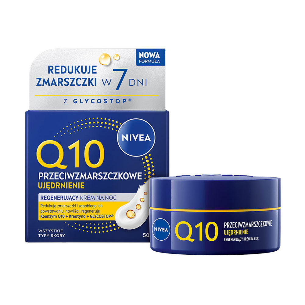 Відновлювальний нічний крем для обличчя, проти зморщок NIVEA Q10 Power, 50 мл