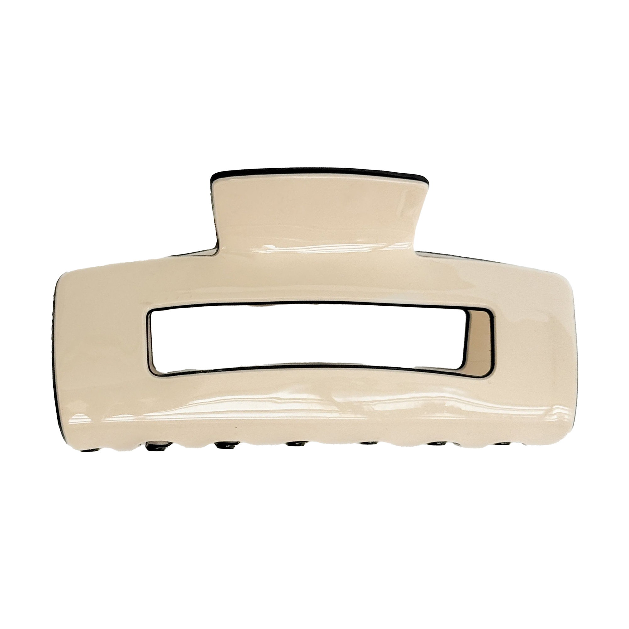 

Заколка для волосся Miso Краб, прямокутна, глянцева, бежевий з чорним кантом, 8.5 см, 1 шт (N019-10)