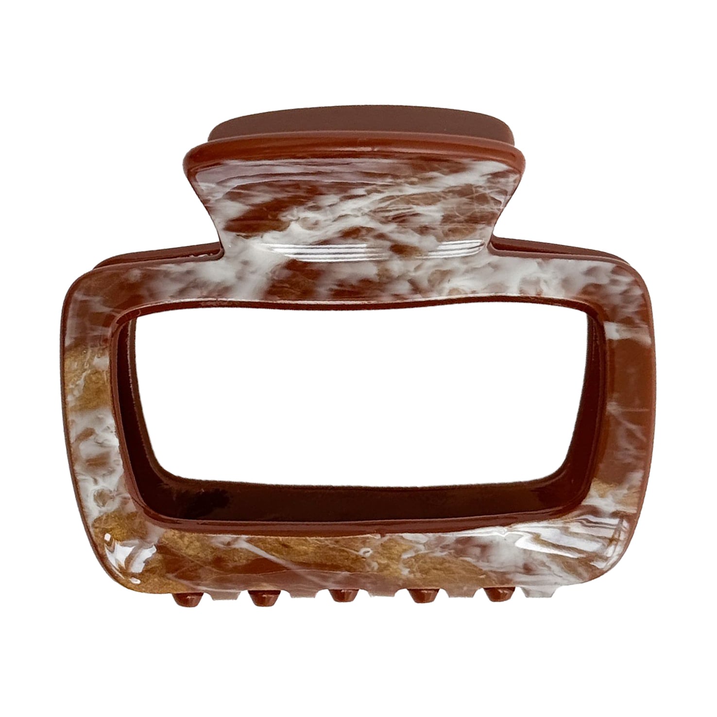 

Заколка для волосся Miso Краб тонкий квадрат, коричнево-білі розводи, 6 см, 1 шт (N021/19)