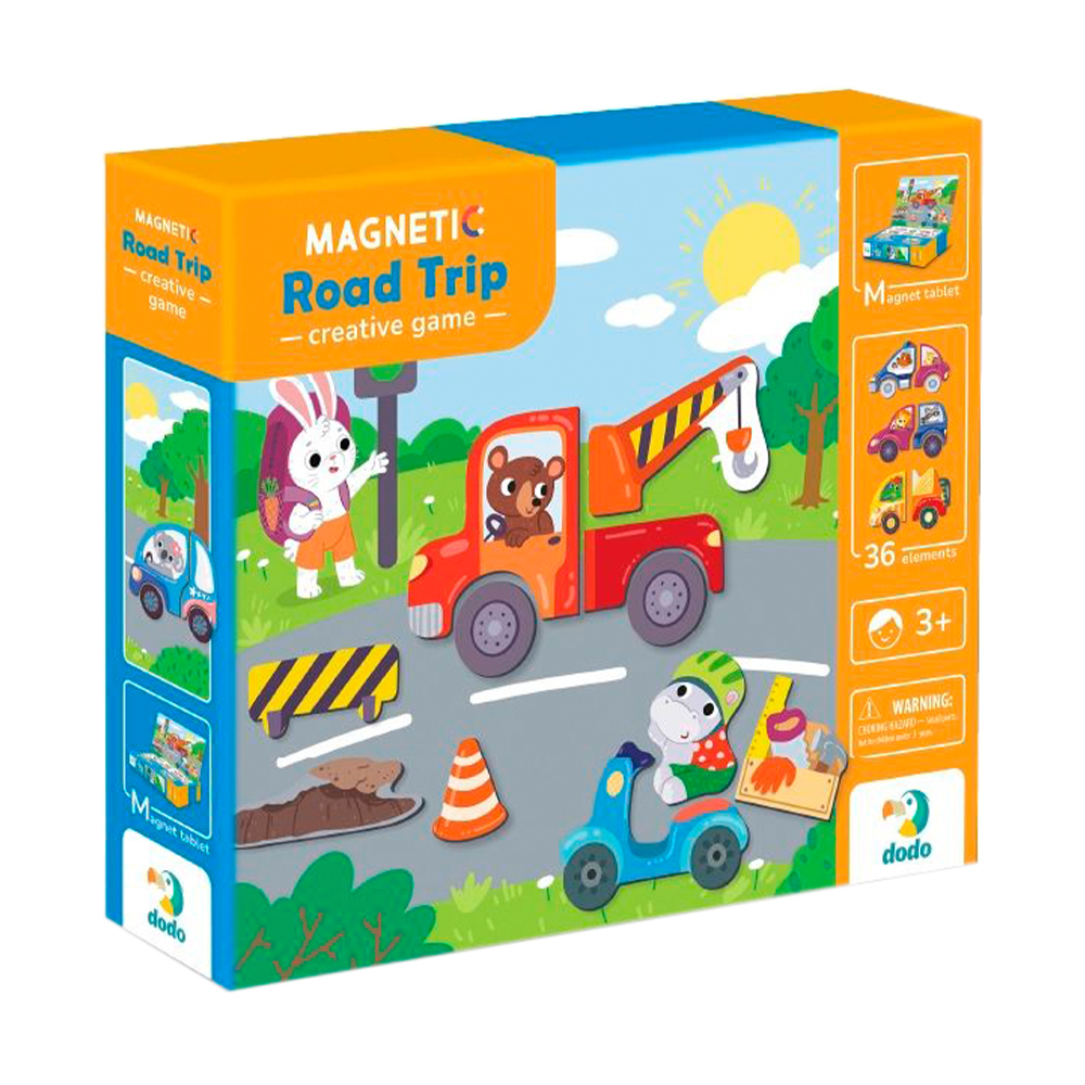 

Магнітна гра DoDo Дорожні пригоди, 21.5*25*5 см, від 3 років, 36 магнітів (200244)