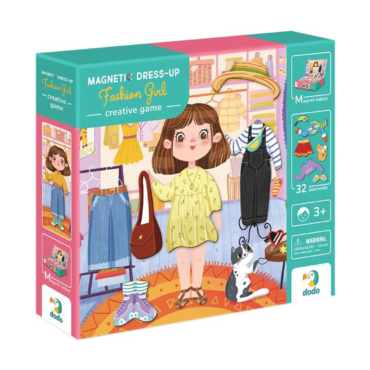 

Магнітна гра DoDo Одягалка Модниця, 21.5*31.5*4.5 см, від 3 років, 32 магніти (200243)