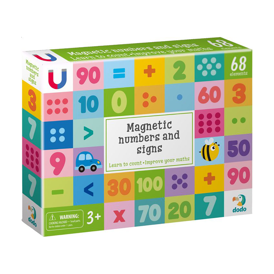 

Магнітна гра DoDo Цифри і знаки, 18*4*24 см, від 3 років, 68 елементів (200274)