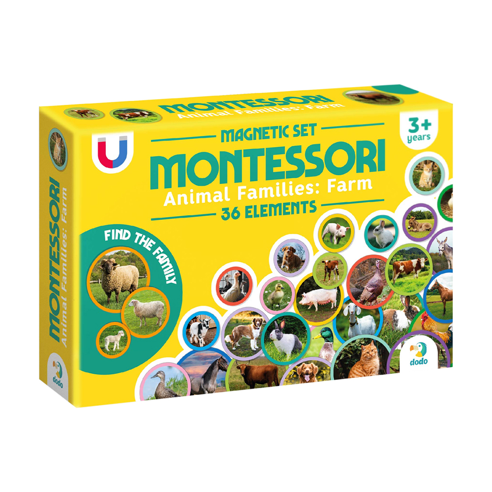 

Магнітна набір DoDo Монтесорі Родини тварин: Ферма, 14*4*21 см, від 3 років, 36 магнітів (200271)