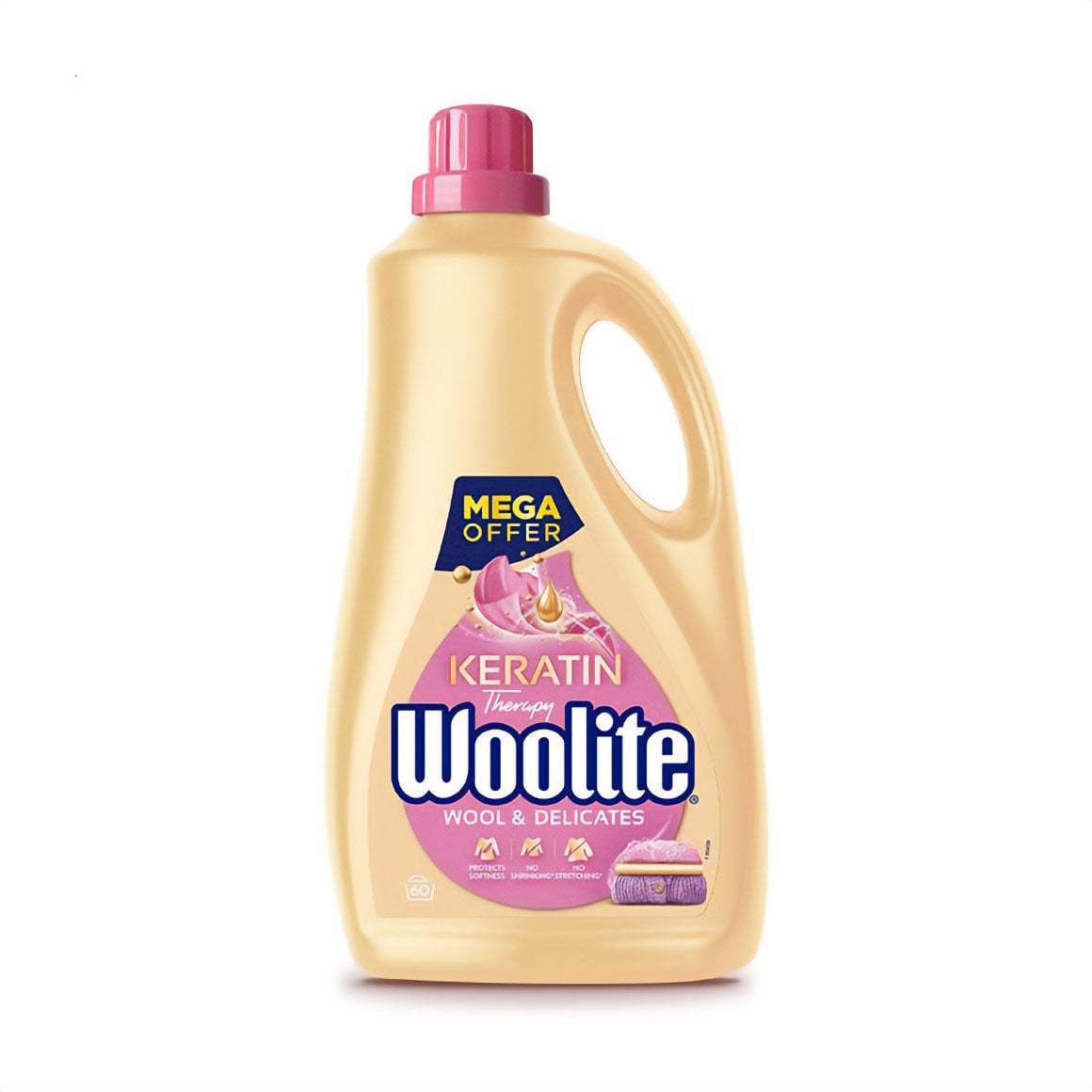 

Рідкий засіб для прання Woolite Keratin Therapy Wool & Delicates для вовни та делікатних тканин, з кератином, 60 циклів прання, 3.6 л