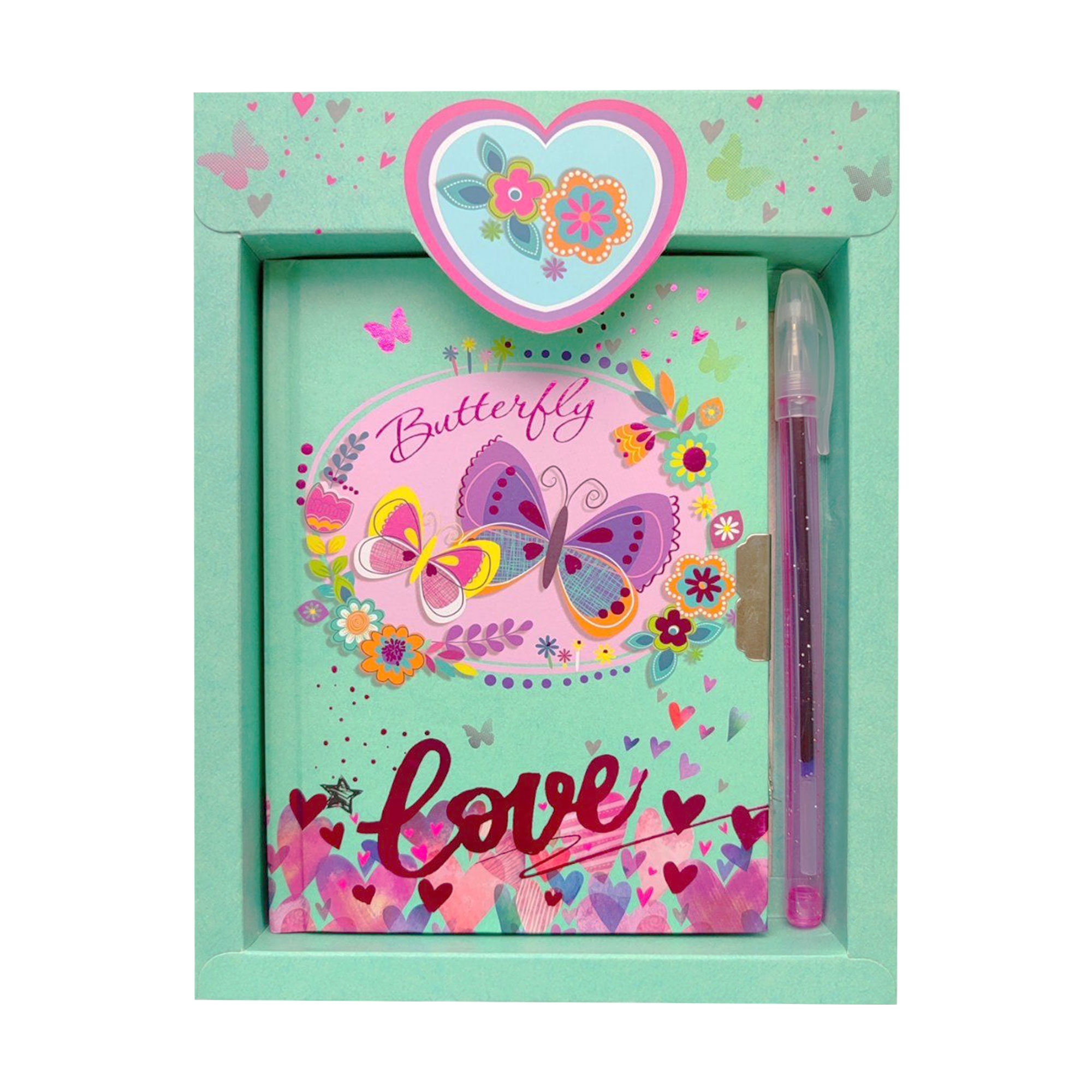 

Блокнот на замочку Malevaro Метелик, з ручкою, лінійка, 15*11 см, 56 аркушів (641962-A)