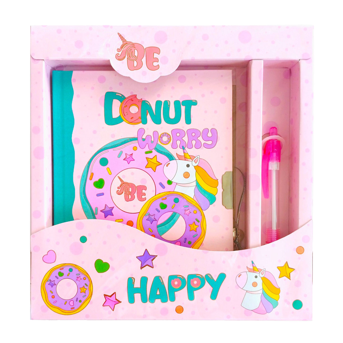 

Блокнот на замочку Malevaro Пончики, з ручкою, лінійка, 19.5*21*2 см, 56 аркушів (362402-BP)