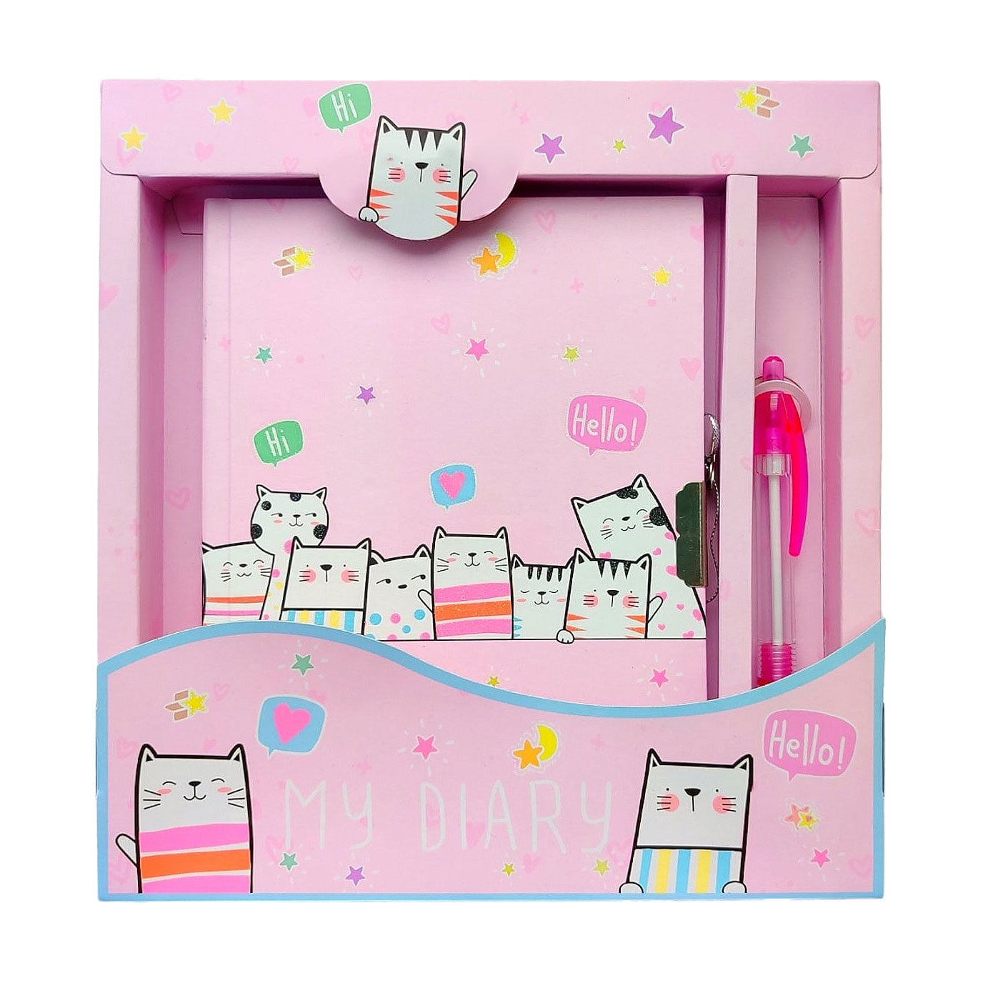 

Блокнот на замочку Malevaro Котики, з ручкою, лінійка, 19.5*21*2 см, 56 аркушів (362403-BP)