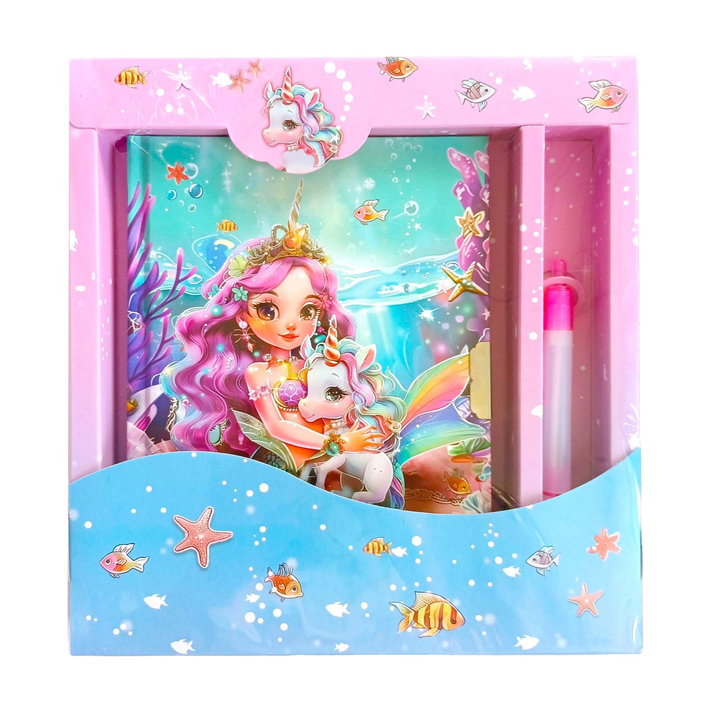 

Блокнот на замочку Malevaro Русалонька, з ручкою, лінійка, 19.5*21*2 см, 56 аркушів (362401-BP)