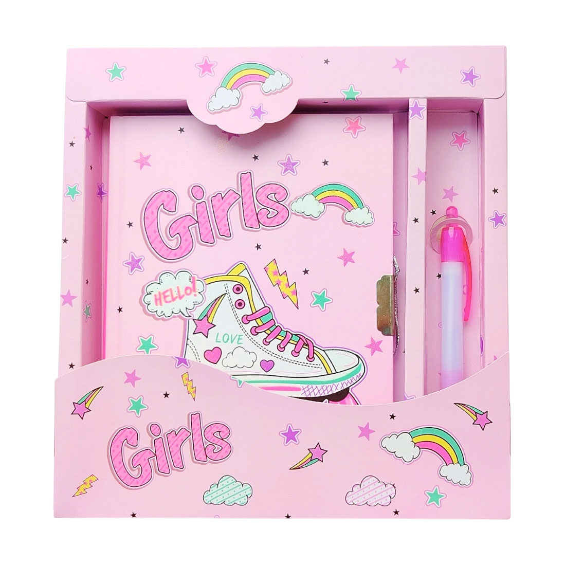 

Блокнот на замочку Malevaro Привіт, дівчата, з ручкою, лінійка, 19.5*21*2 см, 56 аркушів (362302-BP)