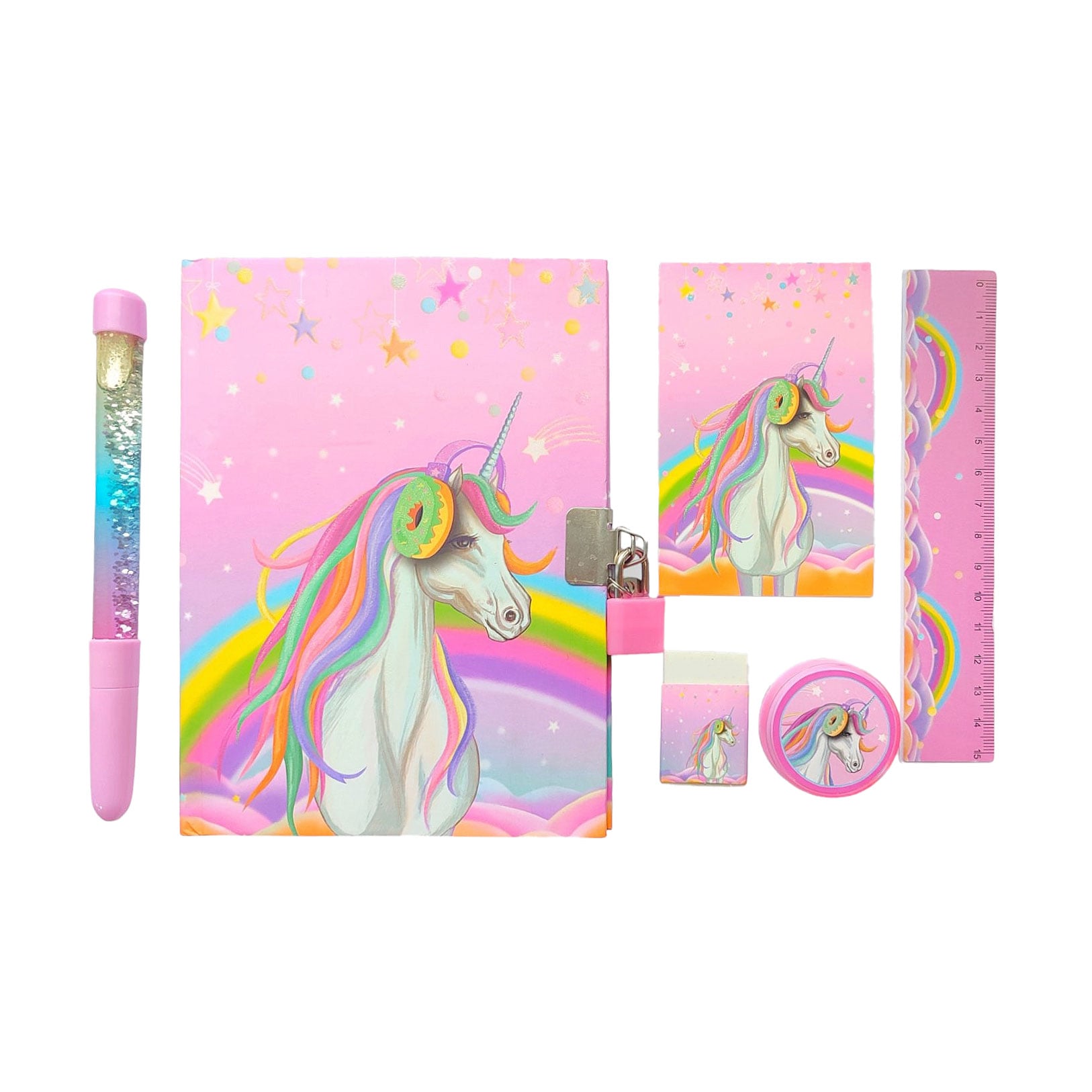 

Подарунковий набір Malevaro Єдиноріг (блокнот на замочку + блокнот + ручка + гумка + лінійка + стругачка) (P362405-S)