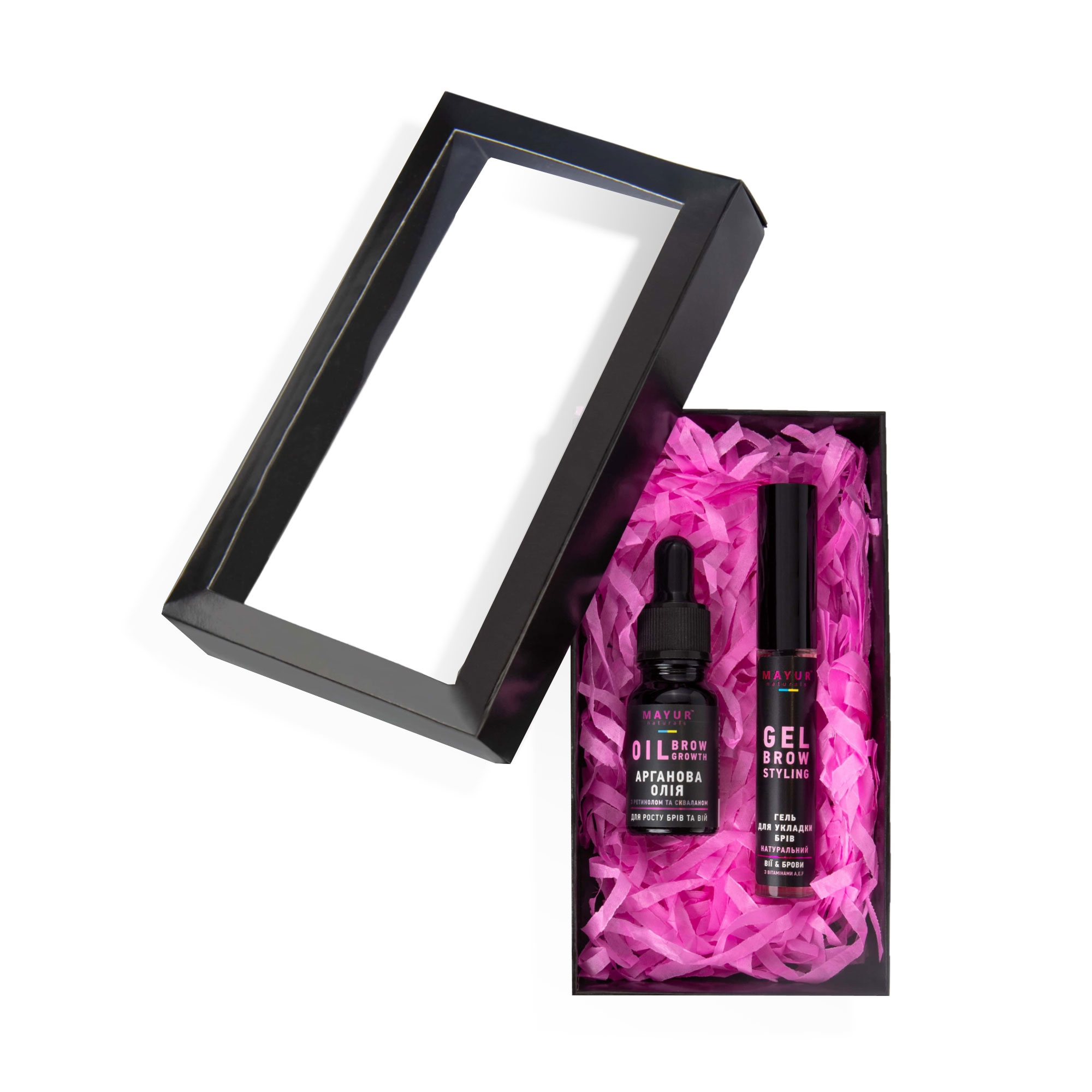 

Подарунковий набір для брів Mayur Догляд та фіксація (гель для укладки брів, 12 мл + олія для брів з ретинолом та скваланом, 10 мл)
