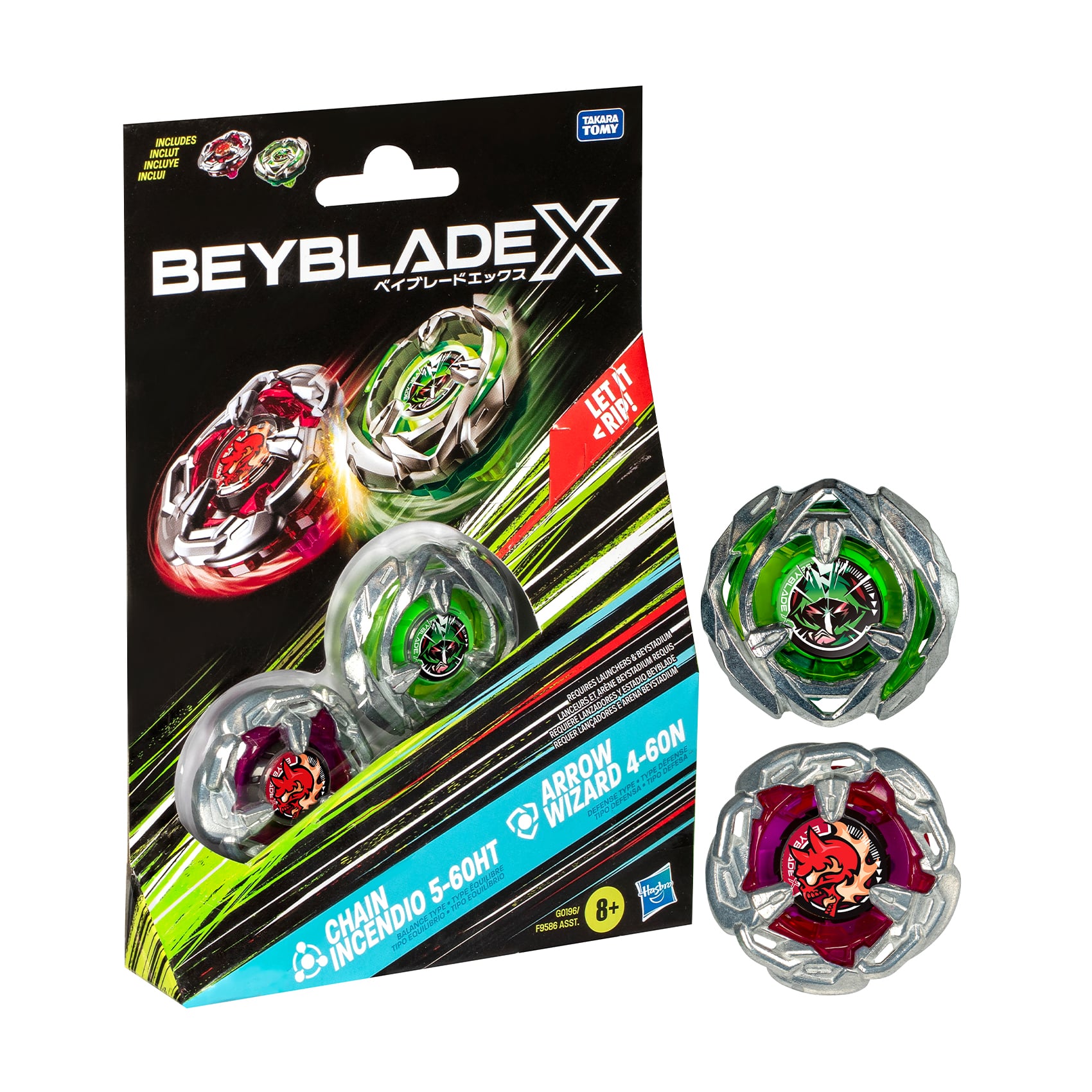 

Ігровий набір Beyblade X Дзиґи Chain Incendio та Arrow Wizard від 8 років, 20*3.2*14 см, 2 шт (F9586/G0196)