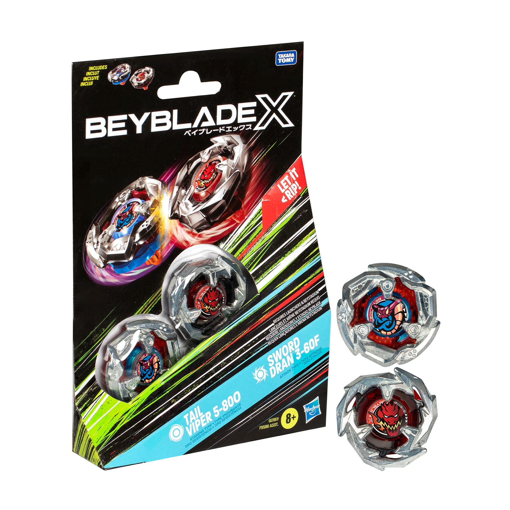 

Ігровий набір Beyblade X Дзиґи Tail Viper та Sword Dran від 8 років, 20*3.2*14 см, 2 шт (F9586/G0197)