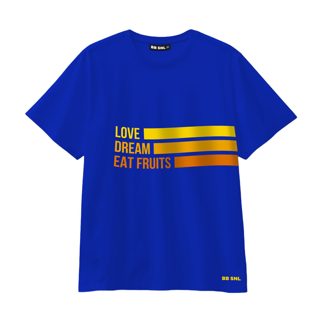 

Футболка для дорослих Bob Snail Love, Dream, Eat Fruits оверсайз, синя