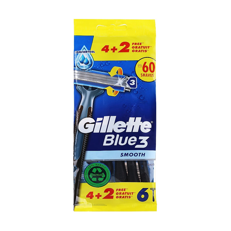 

Одноразові станки для гоління Gillette Blue 3 Smooth чоловічі, 6 шт