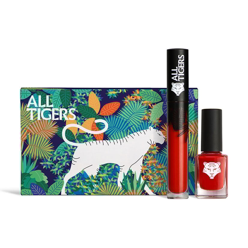 

Набір All Tigers Natural & Vegan Wild Stars The Lips & Nails Set (рідка помада для губ 888 Call Me Queen, 8 мл + лак для нігтів 298 Hit It Big, 11 мл)