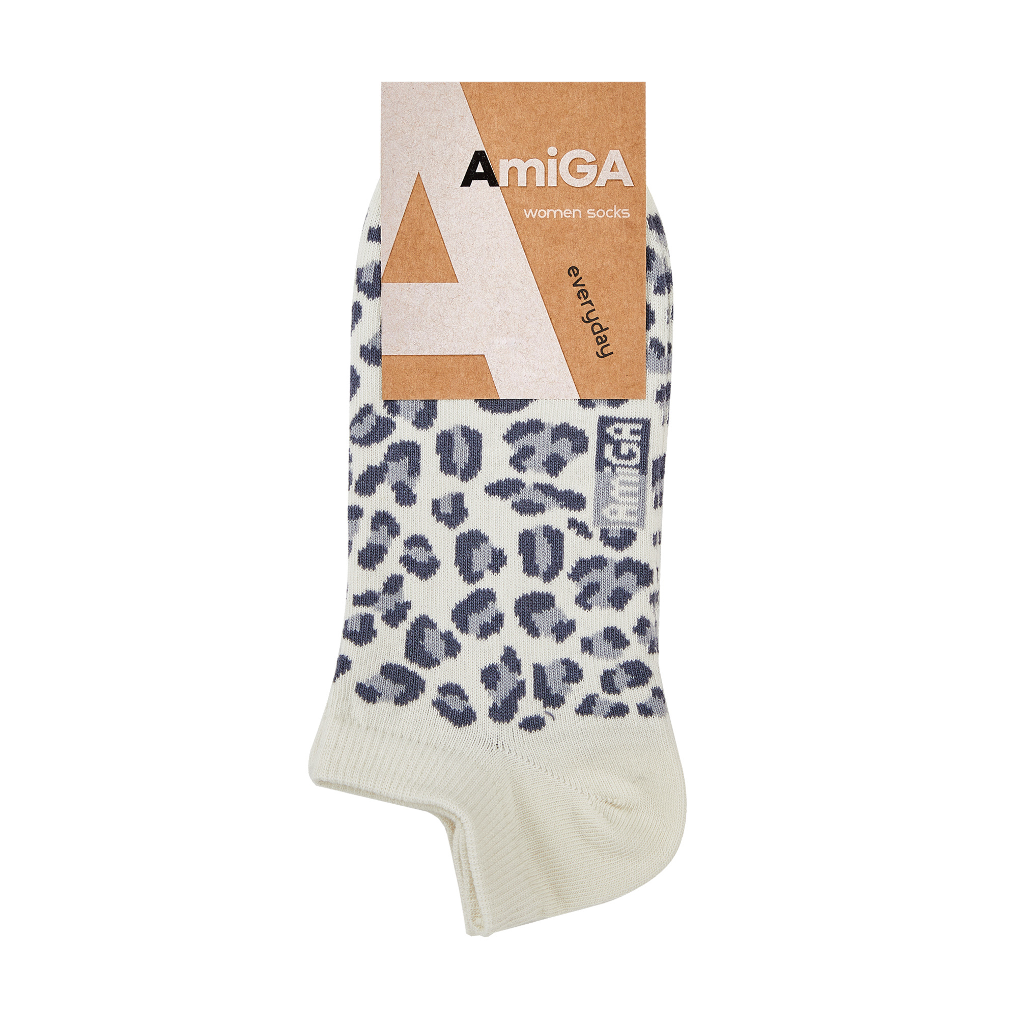

Шкарпетки жіночі AmiGA укорочені, бежеві, леопард дрібний, розмір 23-25