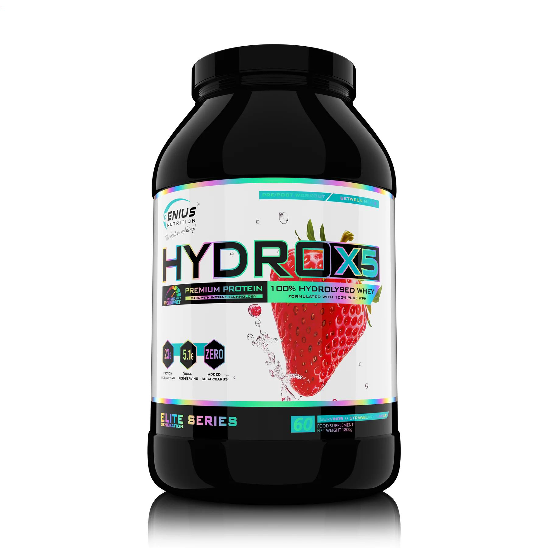 

Протеїн Genius Nutrition Hydro-X5 Полуниця, в порошку, 1.8 кг
