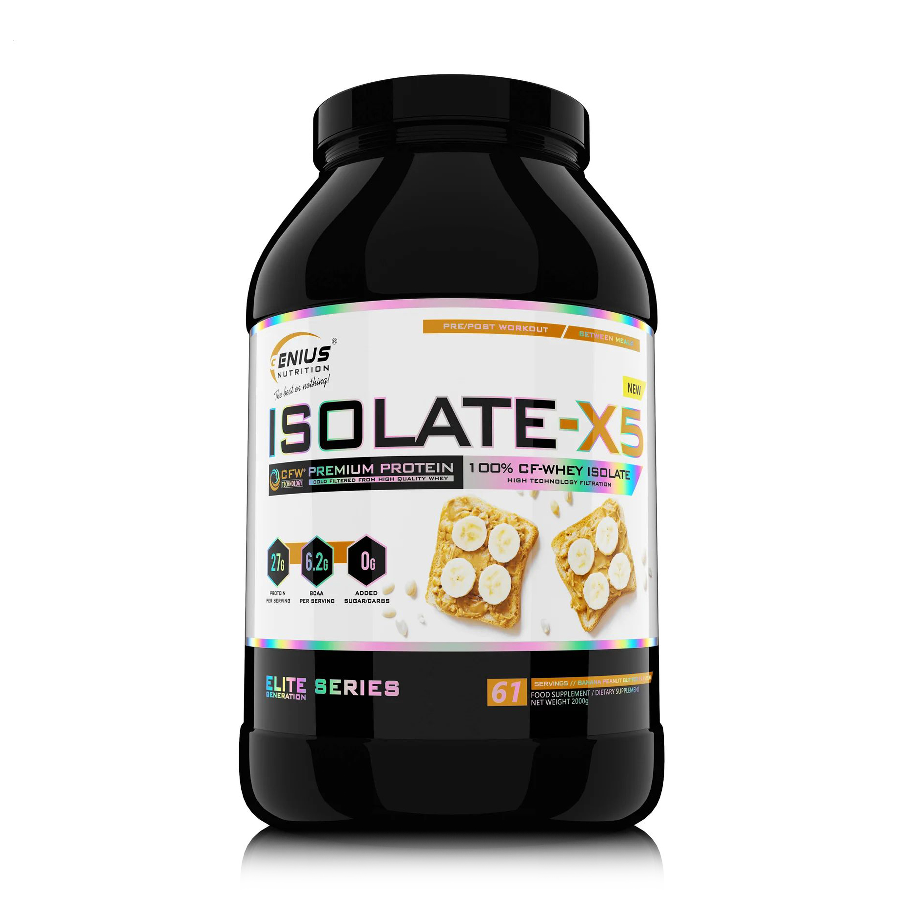 

Протеїн Genius Nutrition Isolate-X5 Банан та арахісова паста, в порошку, 2 кг