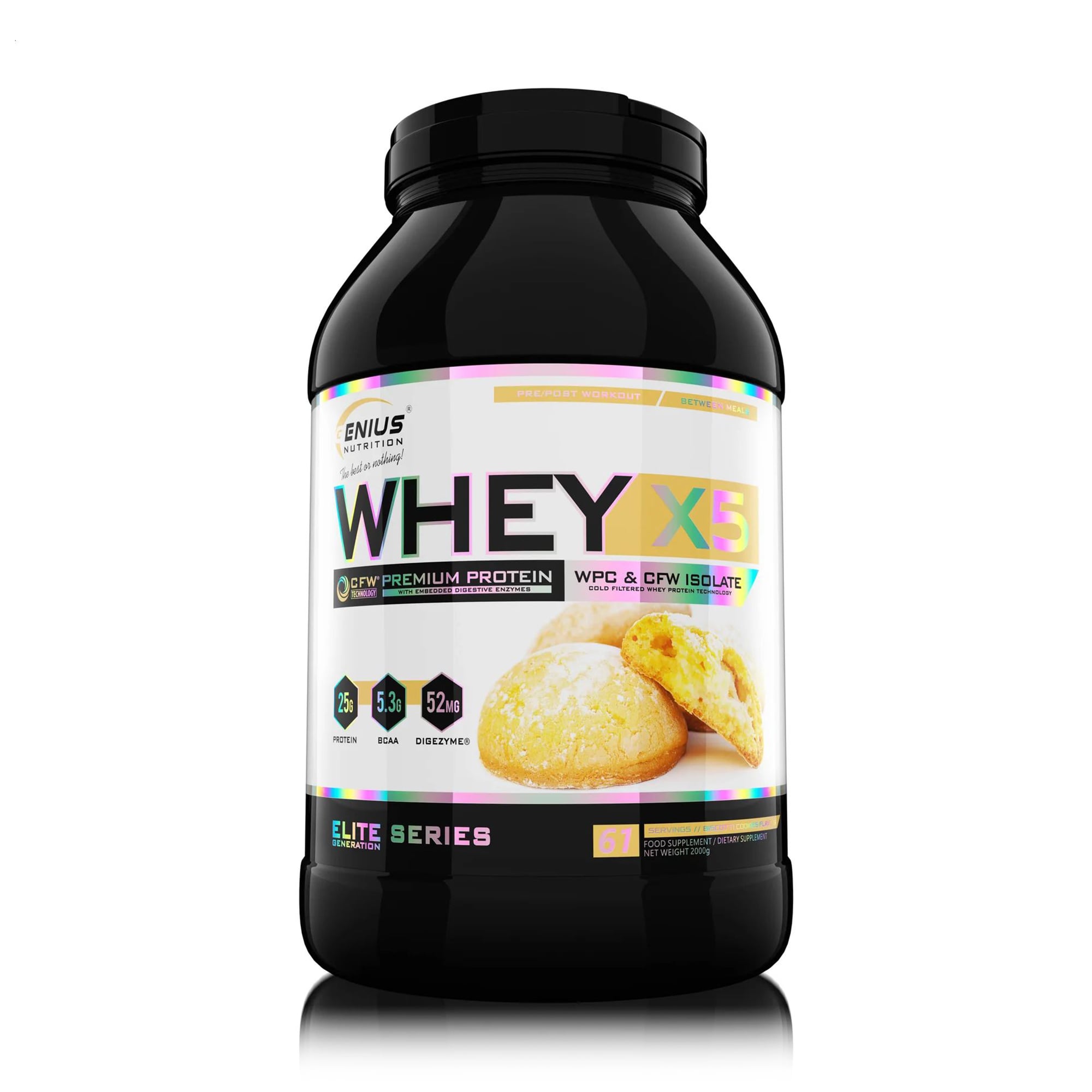 

Протеїн Genius Nutrition Whey-X5 Бісквітне печиво, в порошку, 2 кг