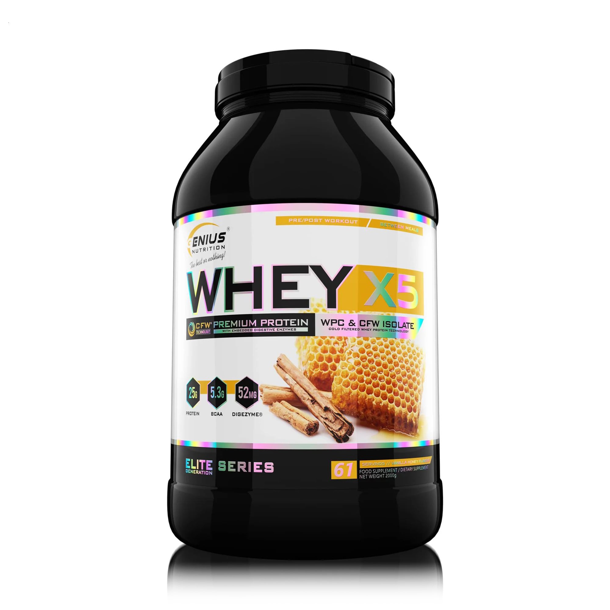 

Протеїн Genius Nutrition Whey-X5 Ваніль та мед, в порошку, 2 кг
