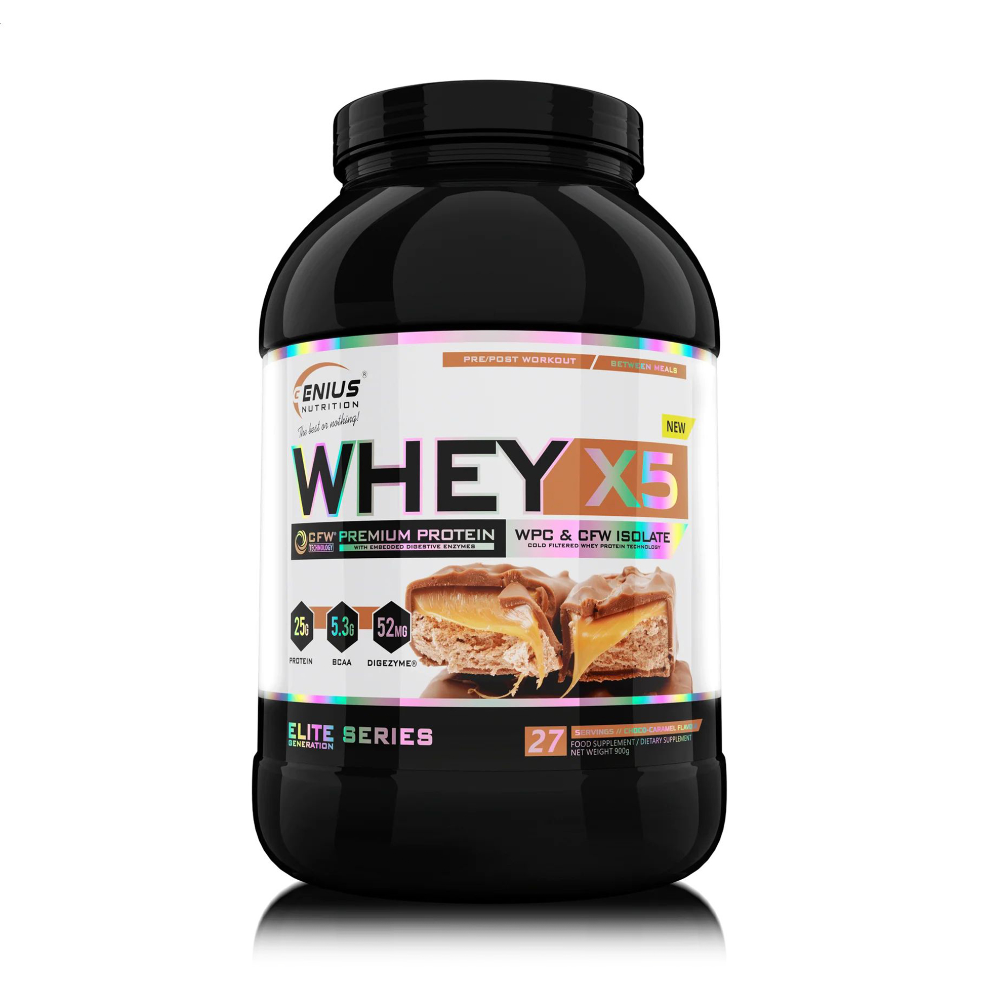 

Протеїн Genius Nutrition Whey-X5 Шоколад та карамель, в порошку, 900 г